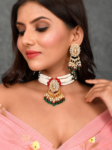Gilded Glamour Kundan Jewel Choker Necklace set