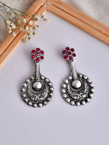 Silver Petal Maroons Earring