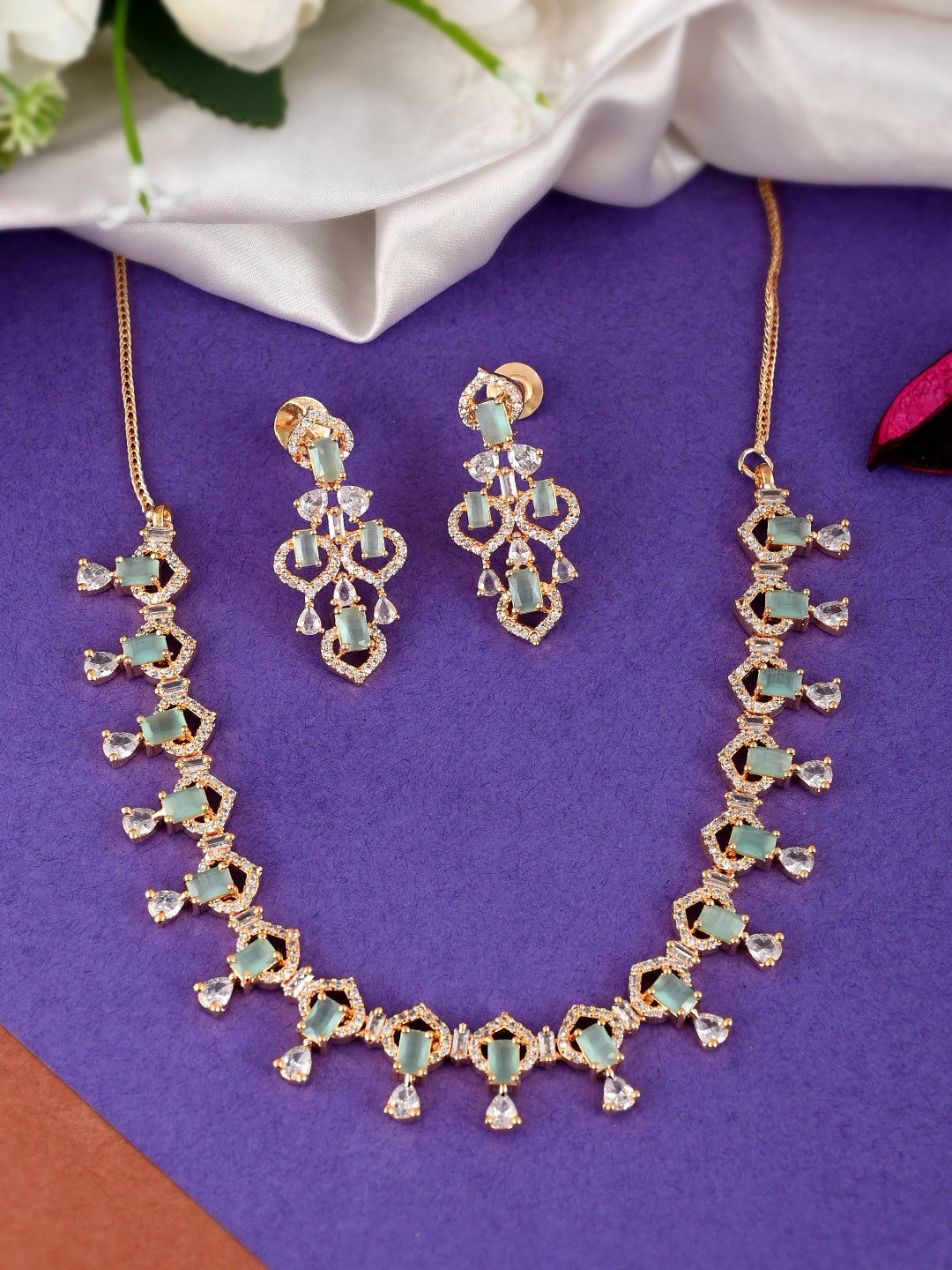 Designer AD Diamond Necklace Set