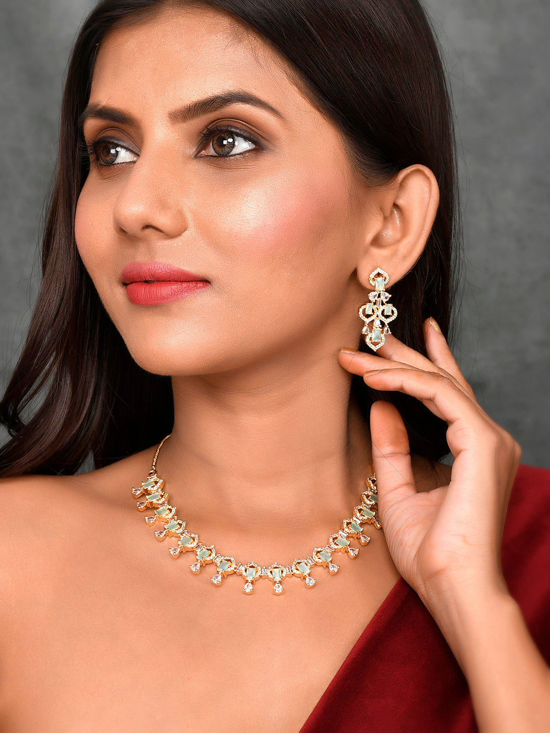 Designer AD Diamond Necklace Set