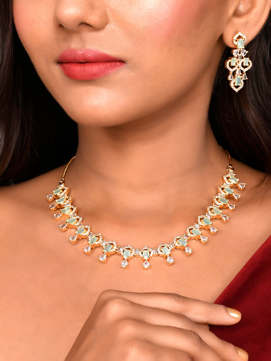 Designer AD Diamond Necklace Set