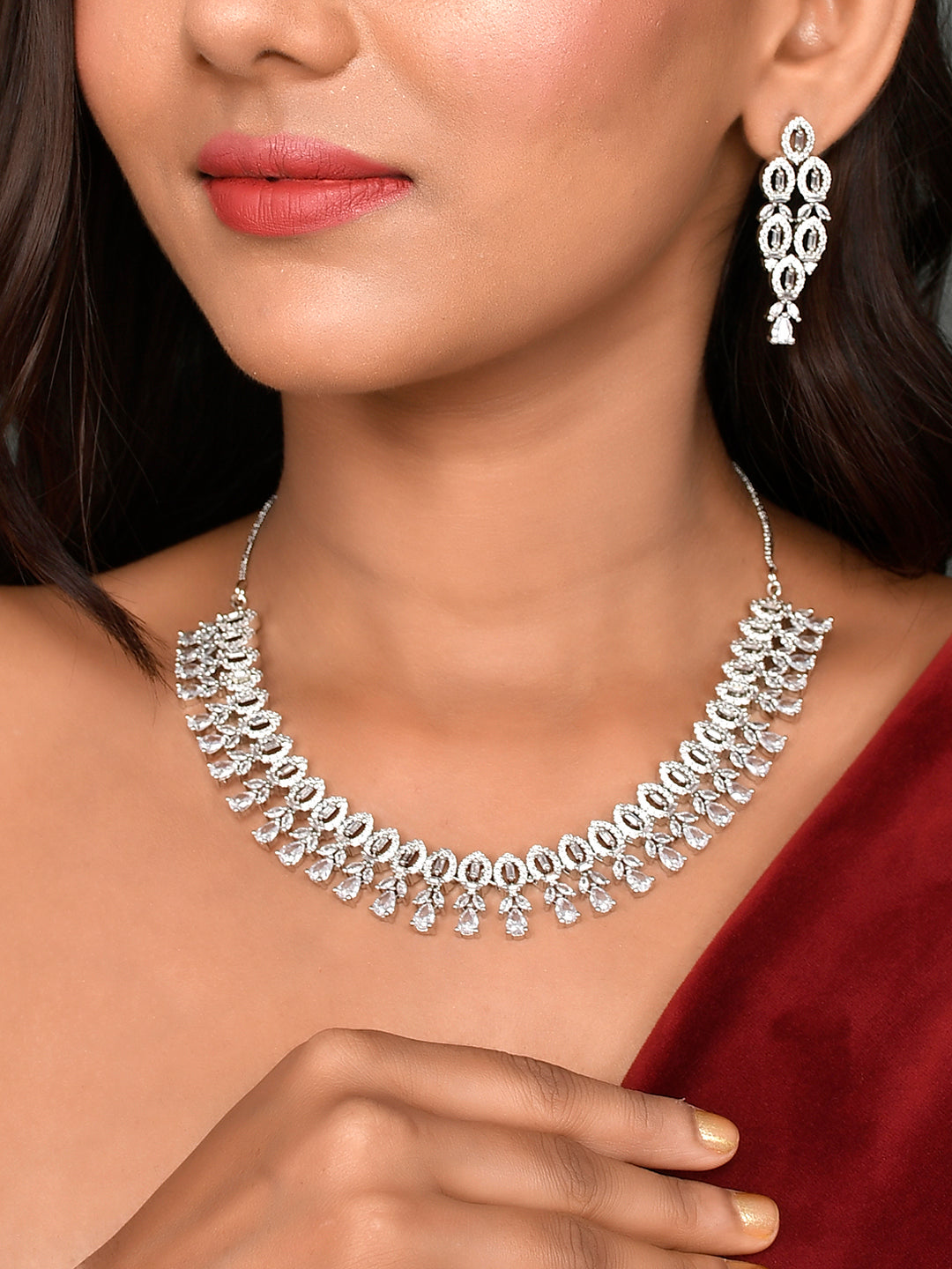 Designer AD Diamond Necklace Set
