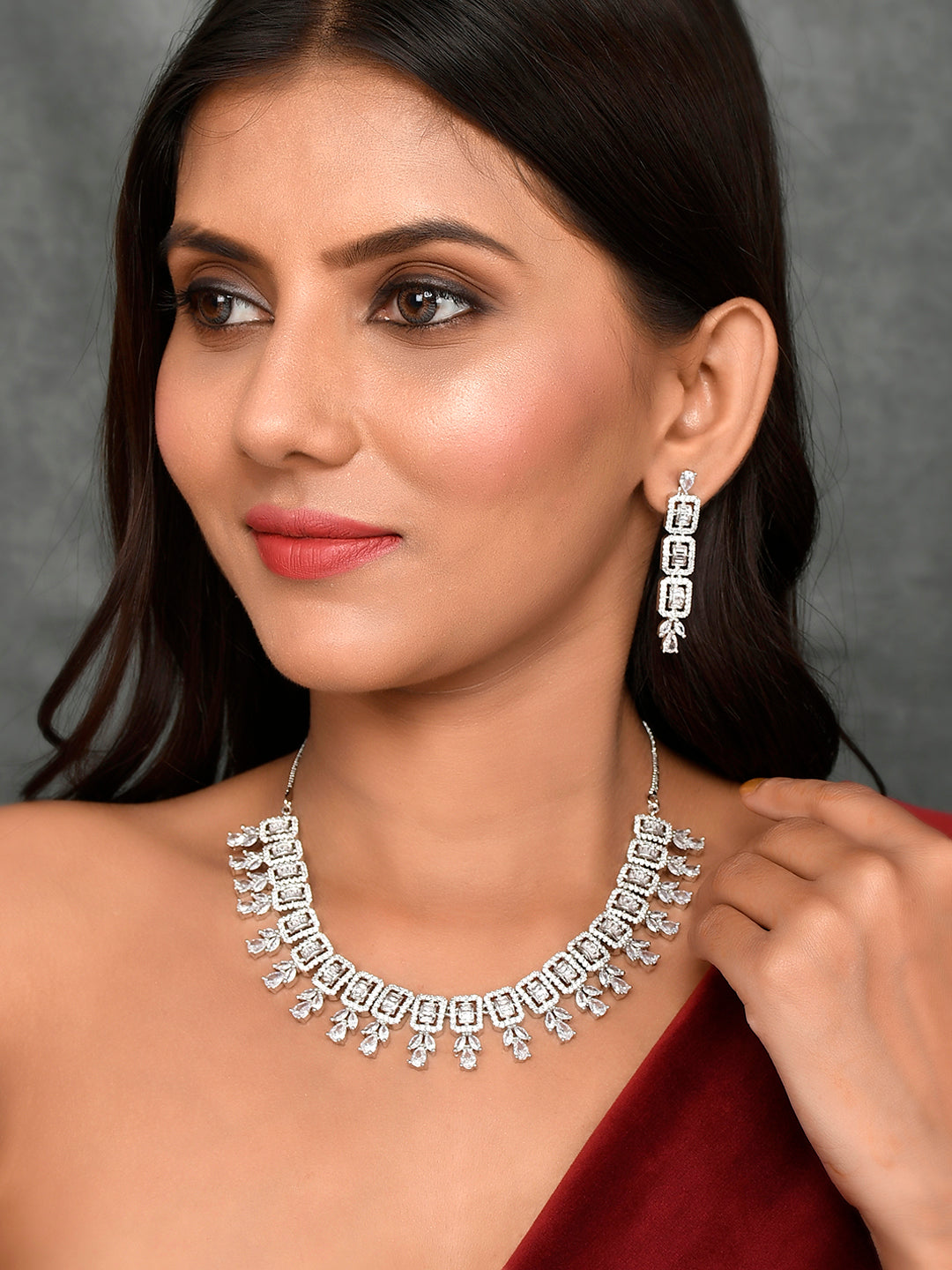 Designer AD Diamond Necklace Set