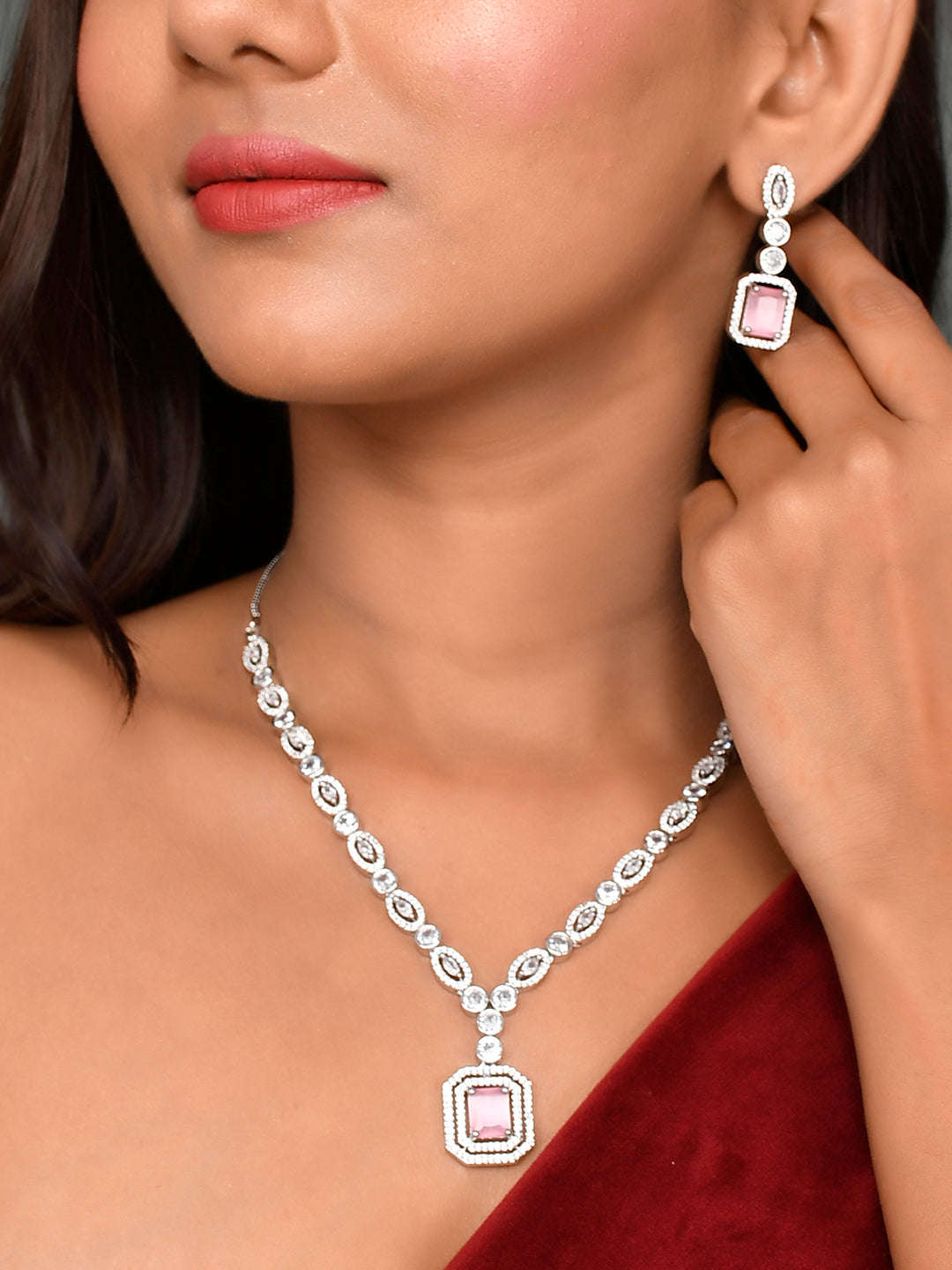 Designer AD Diamond Necklace Set