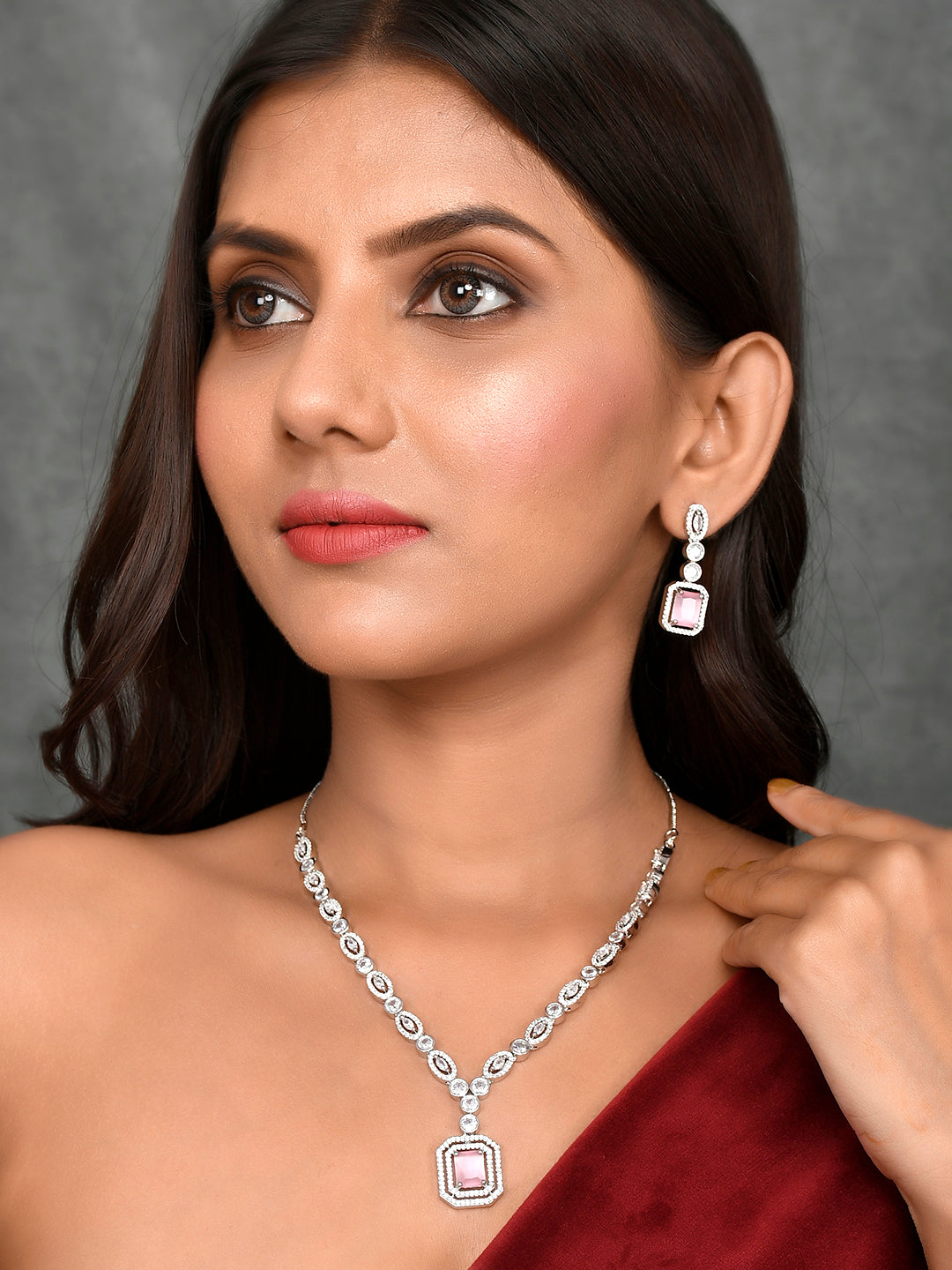 Designer AD Diamond Necklace Set