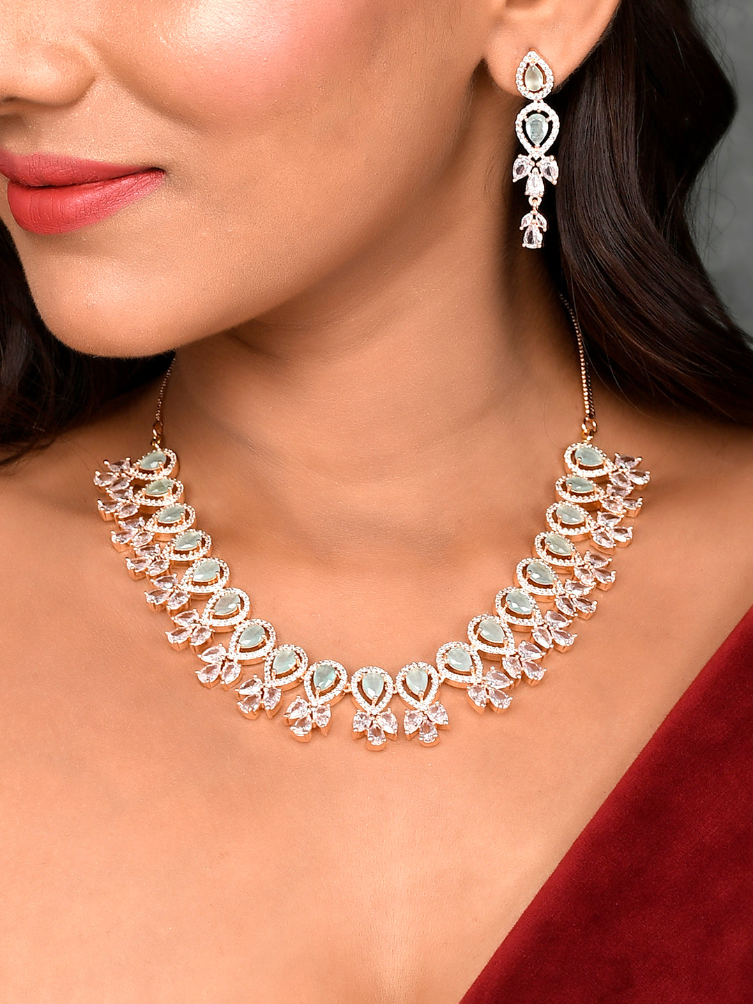 Designer AD Diamond Necklace Set