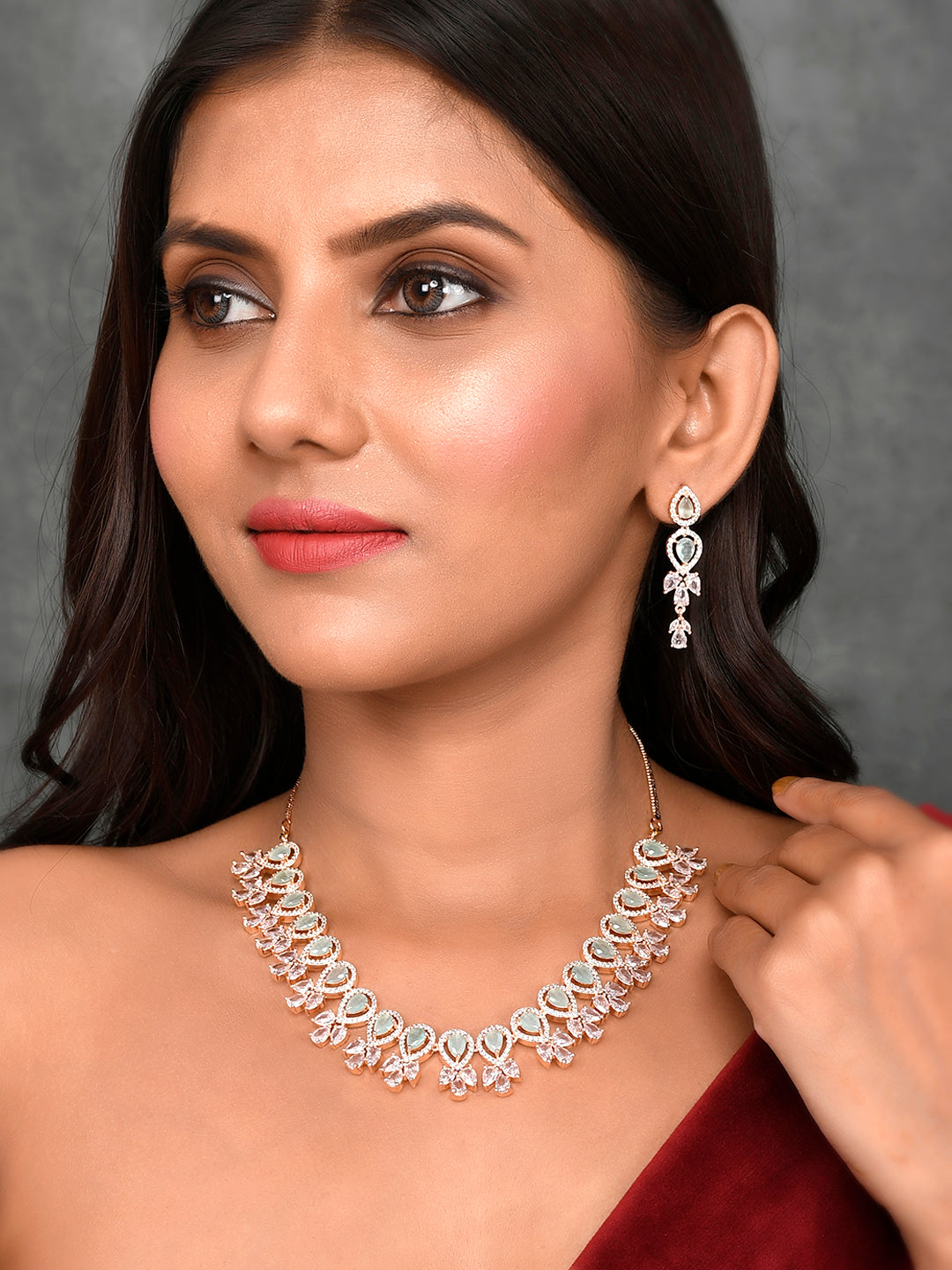 Designer AD Diamond Necklace Set