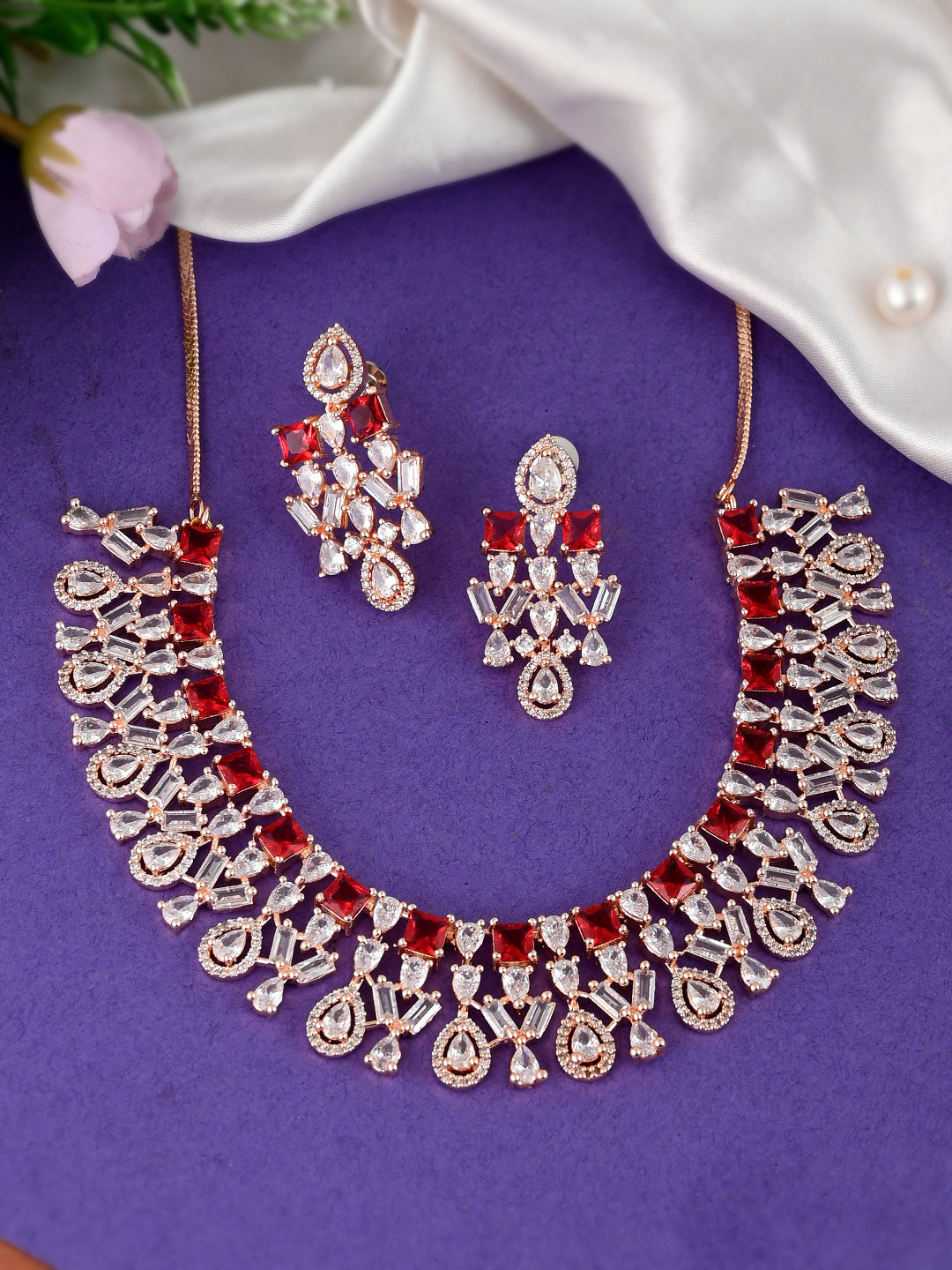 Designer AD Diamond Necklace Set