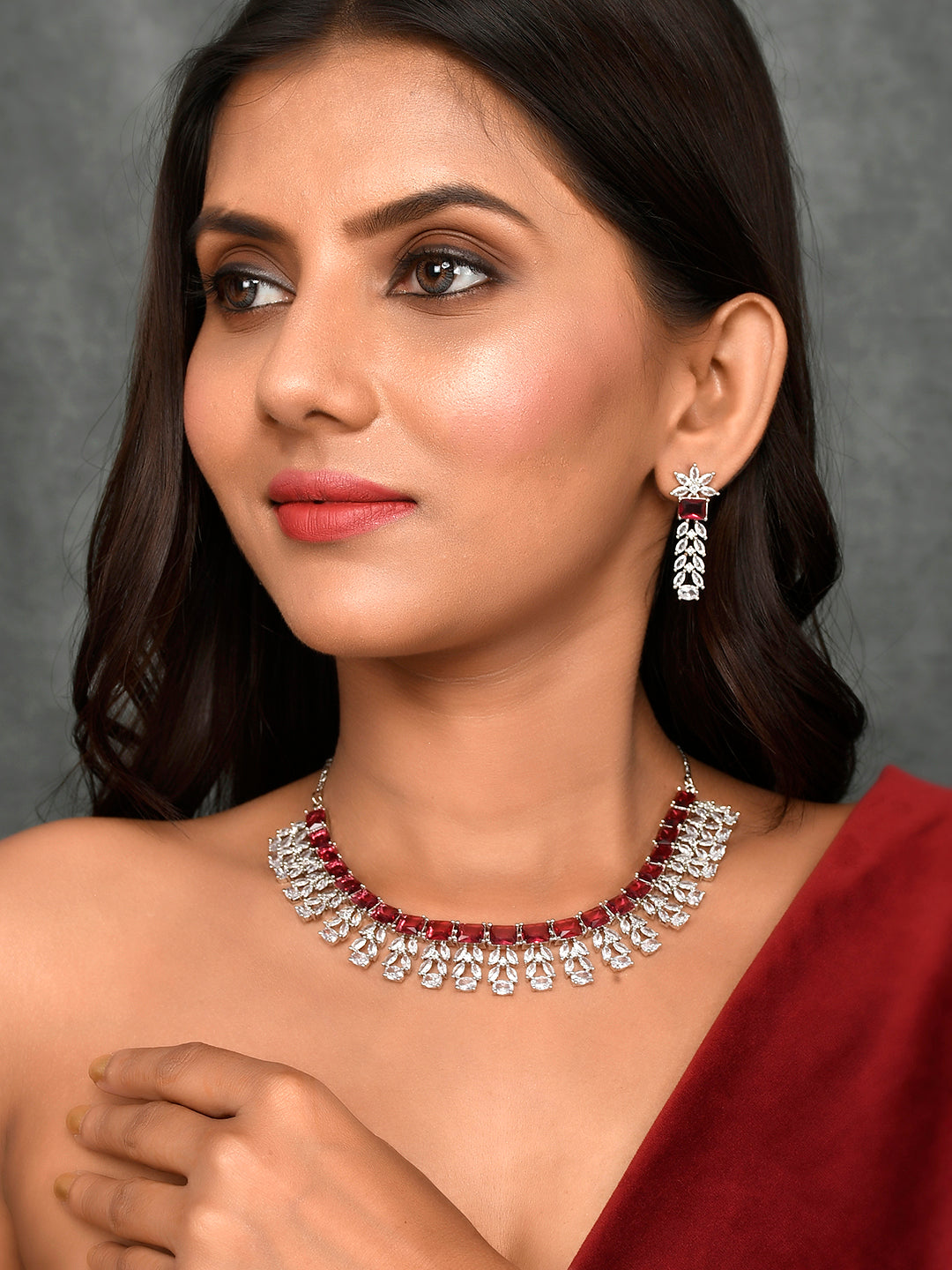 Designer AD Diamond Necklace Set