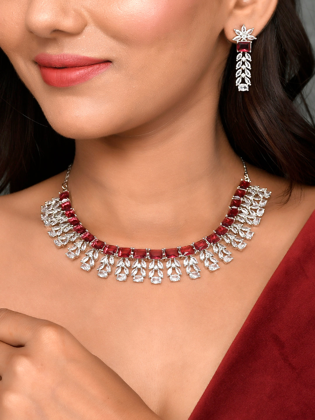 Designer AD Diamond Necklace Set