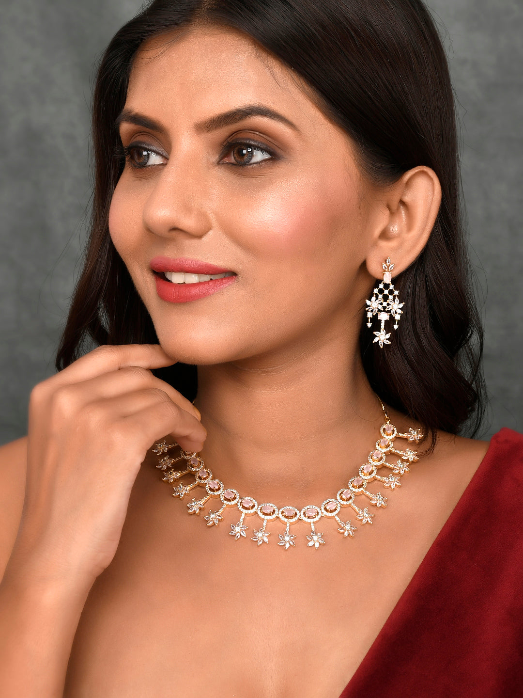 Designer AD Diamond Necklace Set