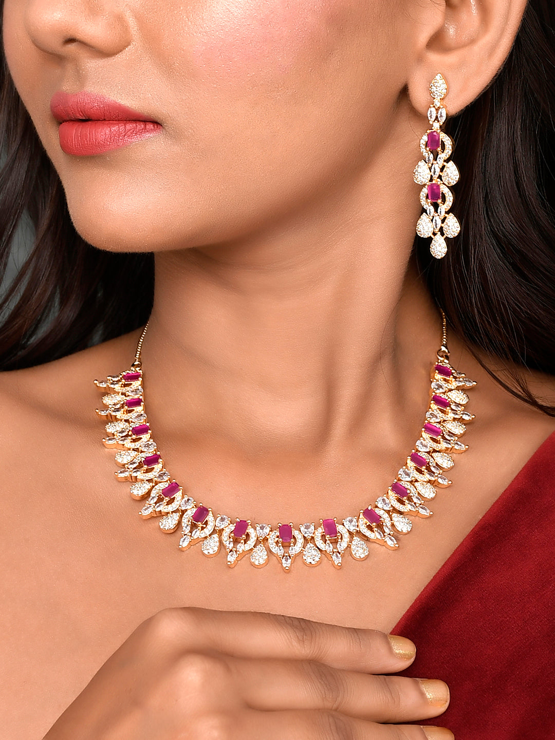 Designer AD Diamond Necklace Set