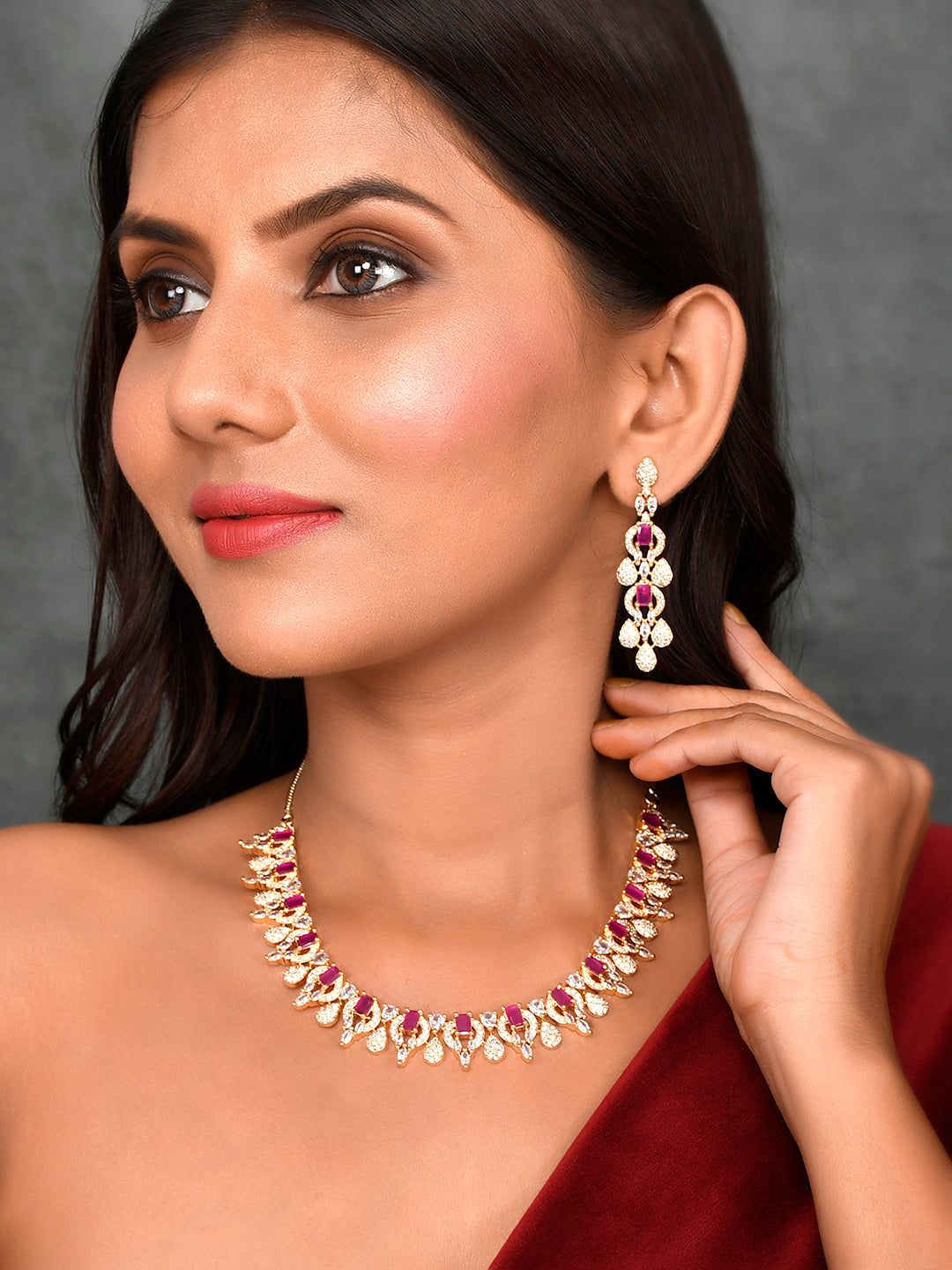 Designer AD Diamond Necklace Set