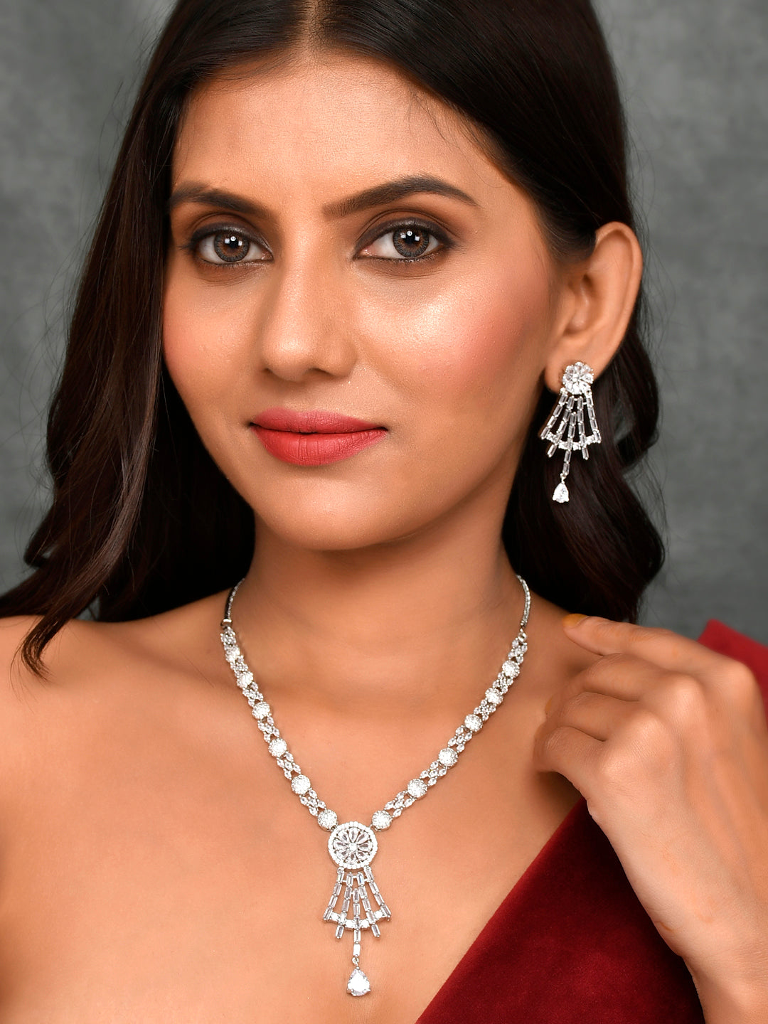 Designer AD Diamond Necklace Set