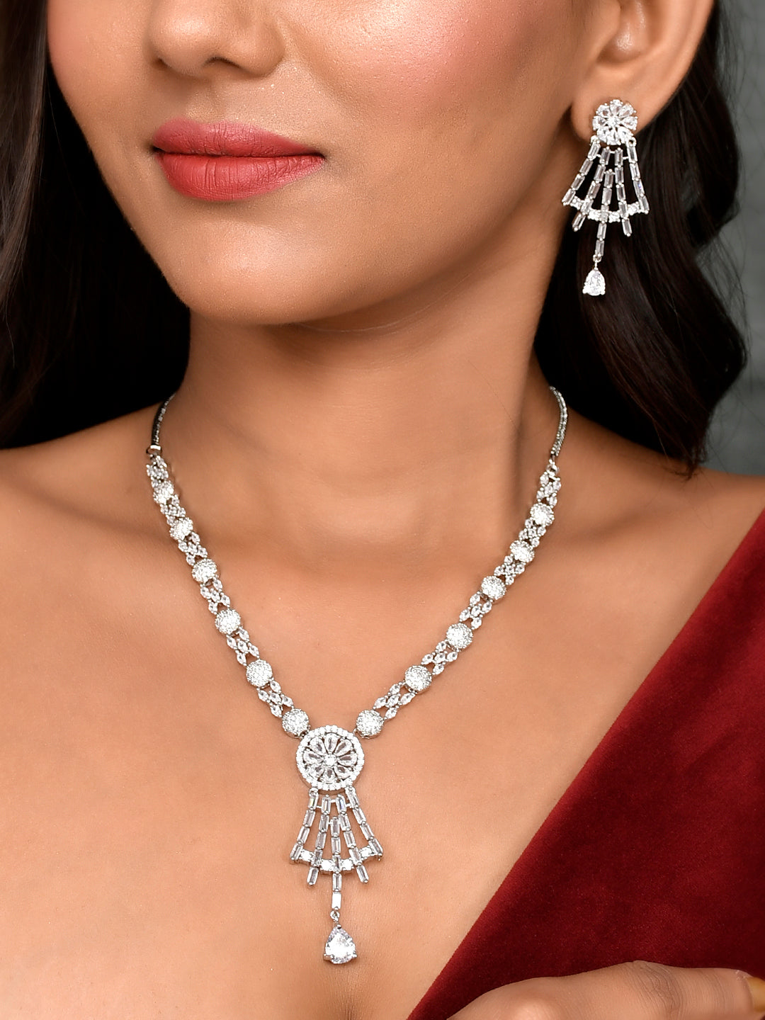 Designer AD Diamond Necklace Set