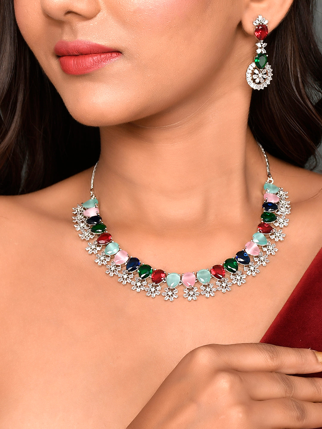 Designer AD Diamond Necklace Set