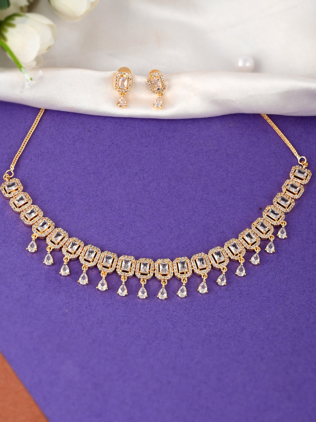Designer AD Diamond Necklace Set