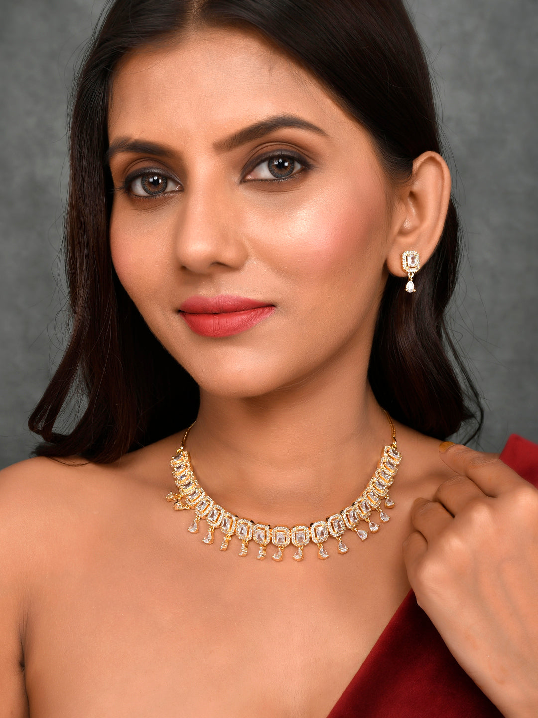 Designer AD Diamond Necklace Set