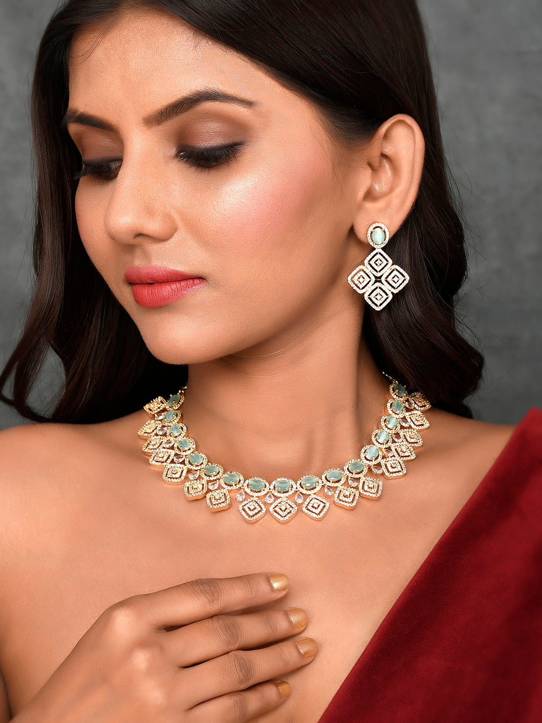 Designer AD Diamond Necklace Set