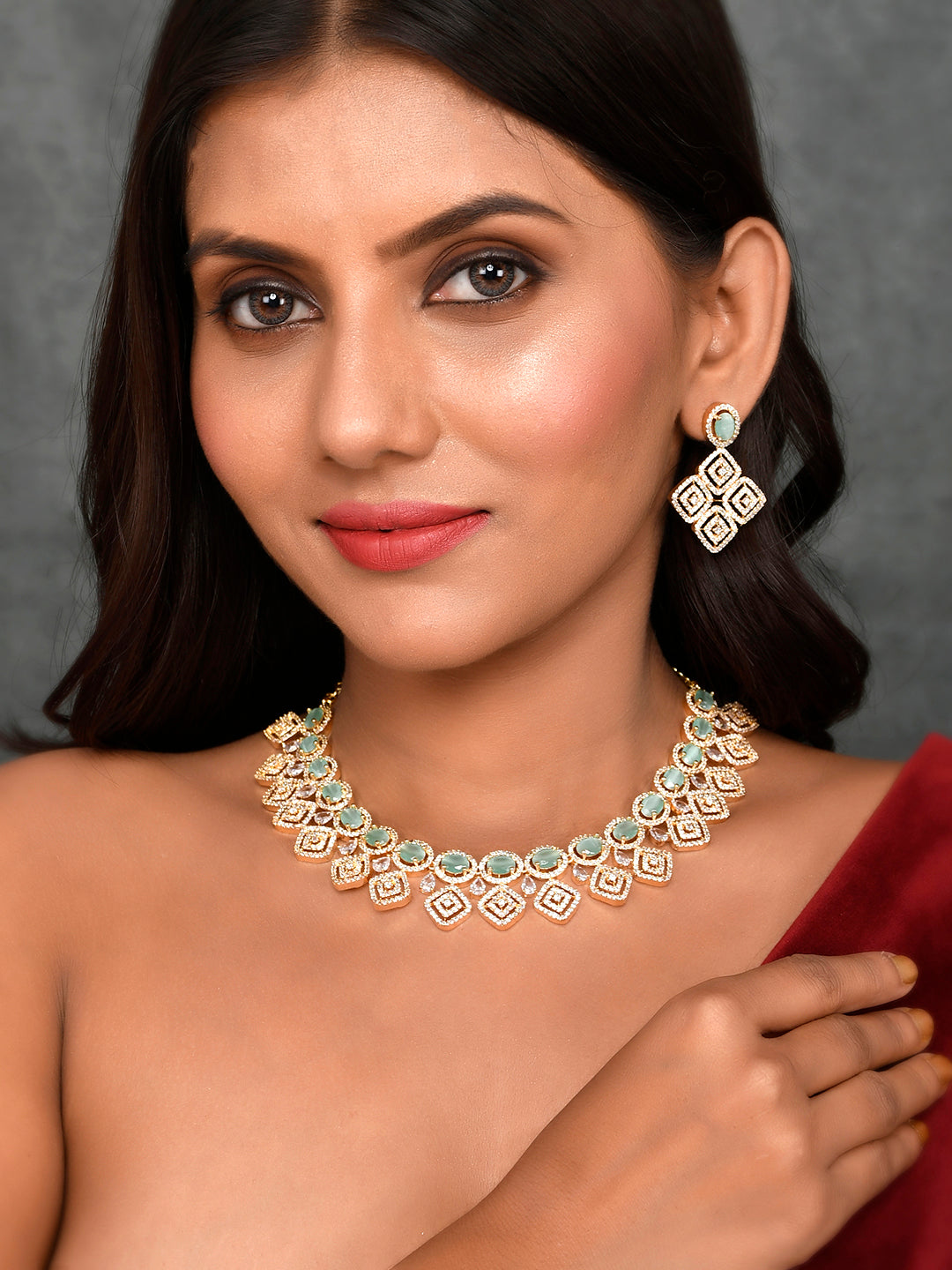 Designer AD Diamond Necklace Set
