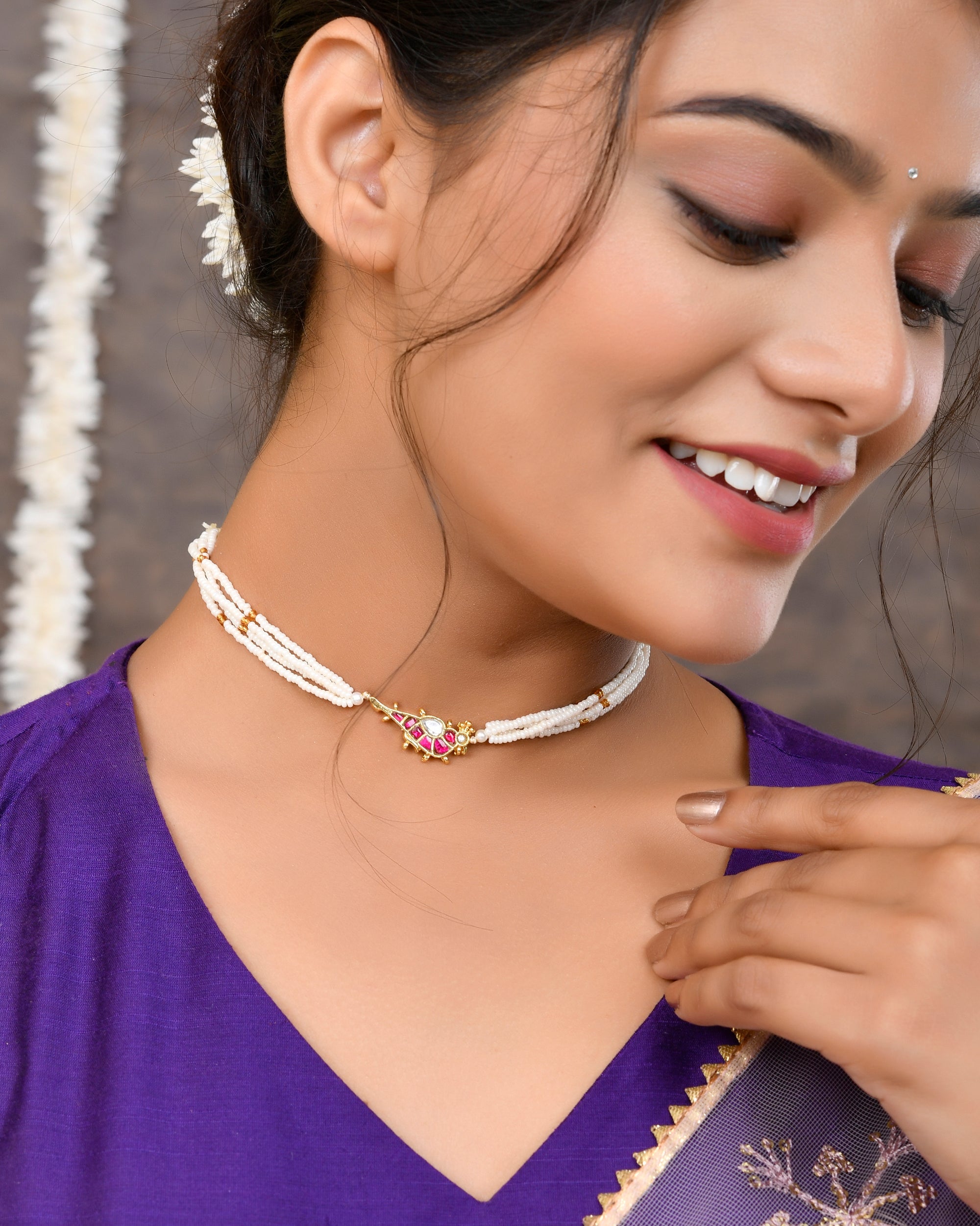 Pacchi Kundan Choker and Braclet