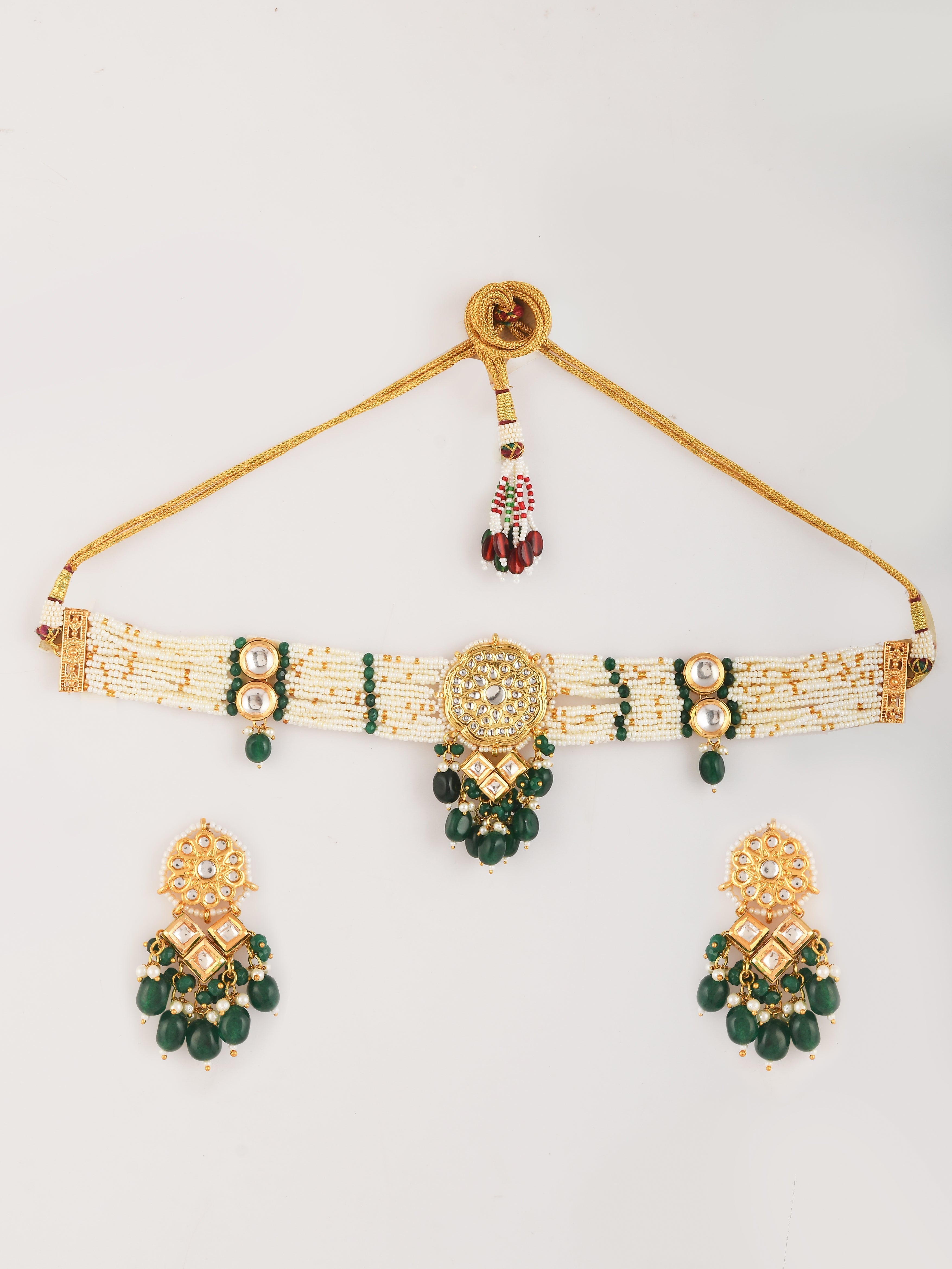 Beautiful Small Pearl Indian Traditional Choker Necklace Set