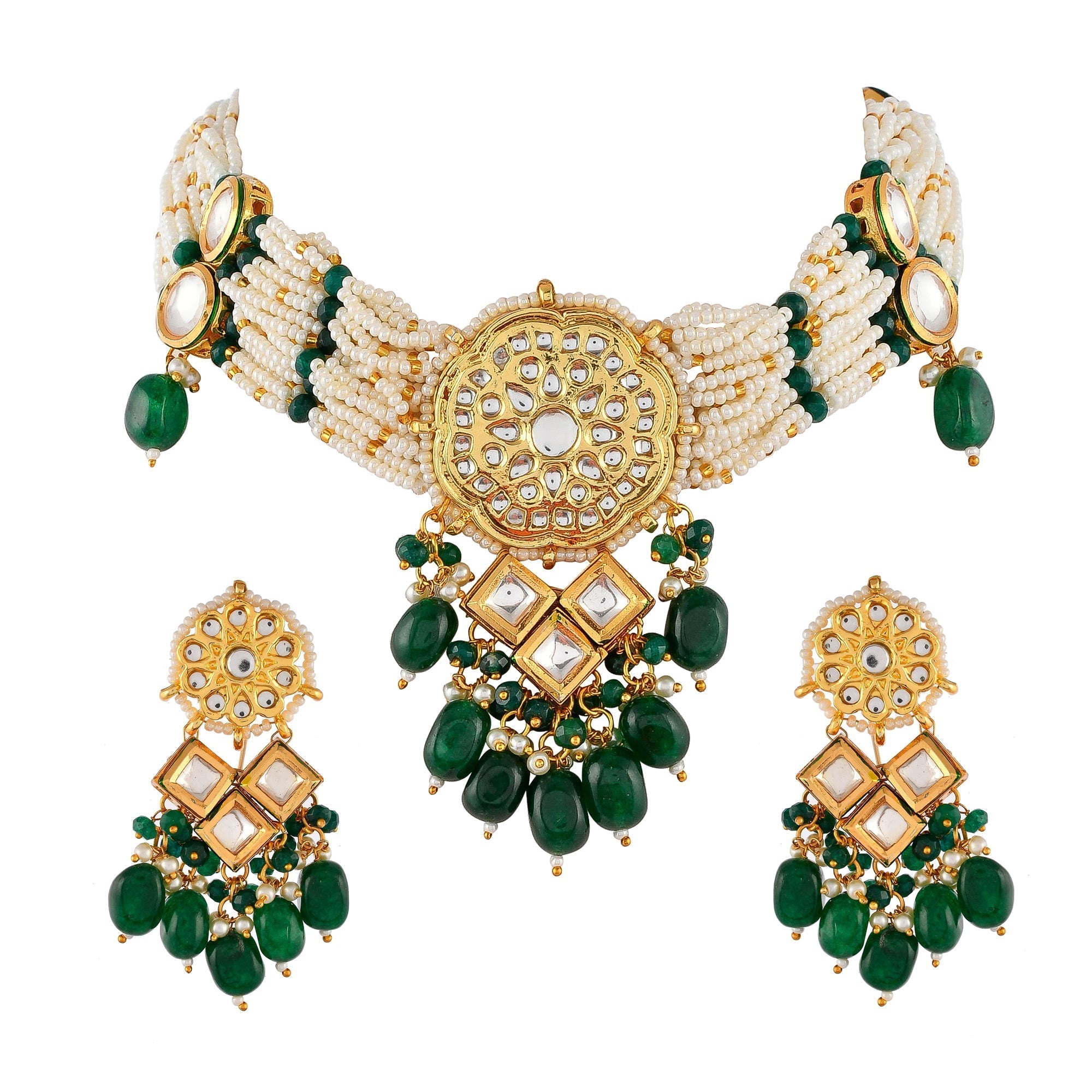 Beautiful Small Pearl Indian Traditional Choker Necklace Set