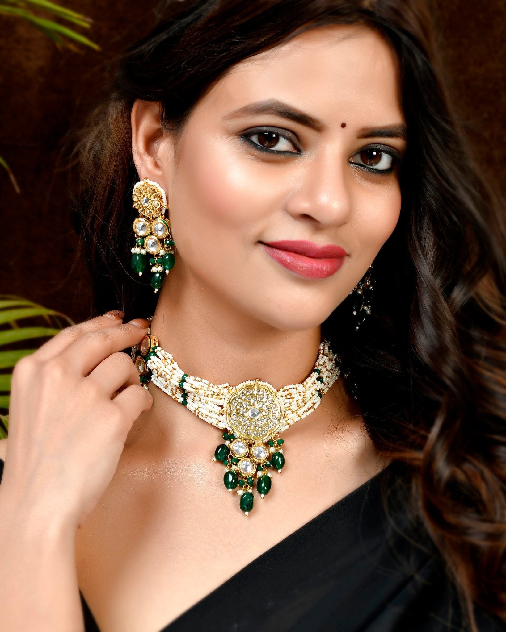 Beautiful Small Pearl Indian Traditional Choker Necklace Set