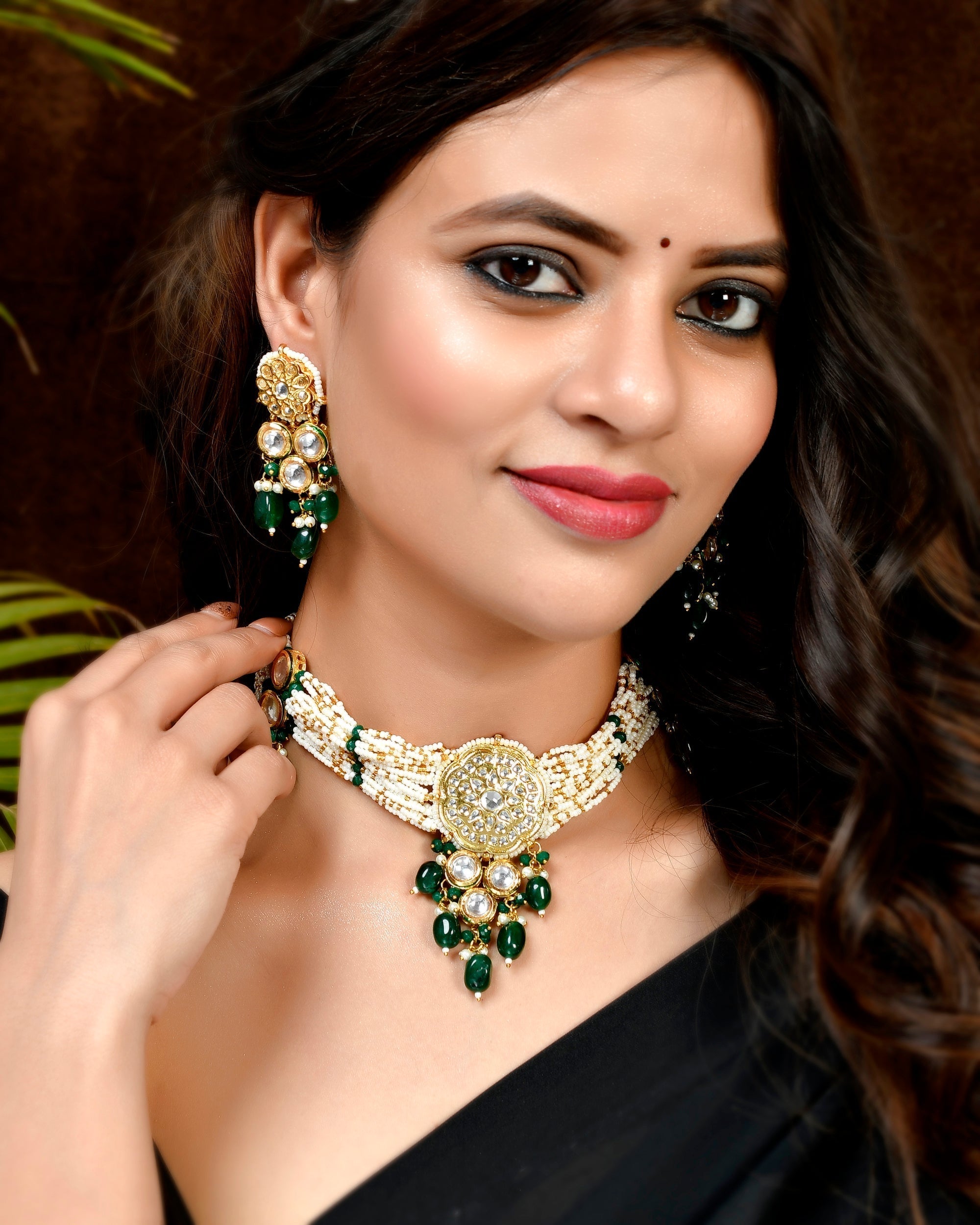 Beautiful Small Pearl Indian Traditional Choker Necklace Set