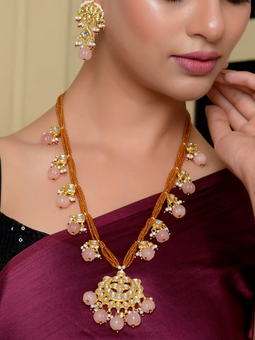 Golden Grace Elongated Kundan Necklace