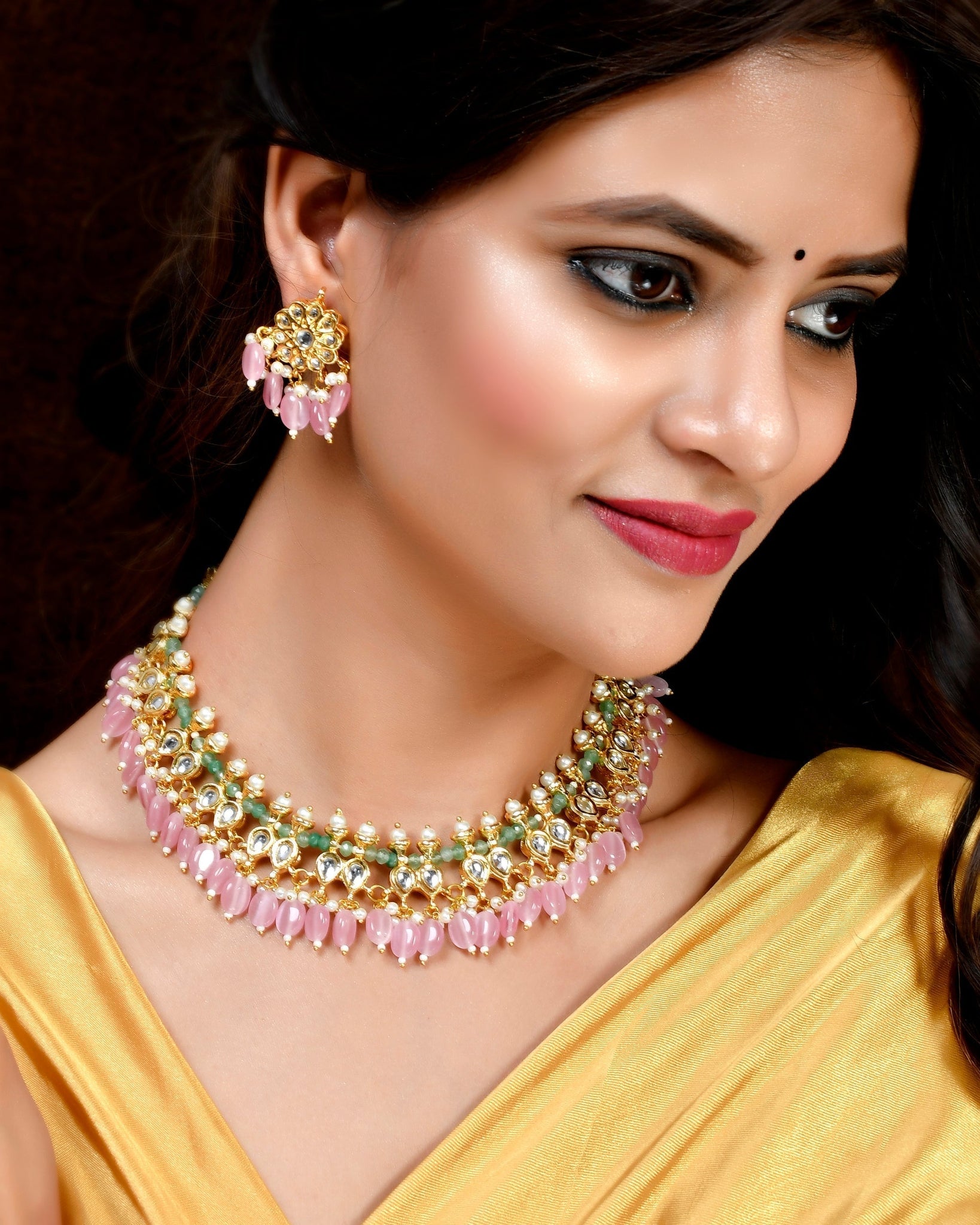 Pastel Pink Cascade Necklet set