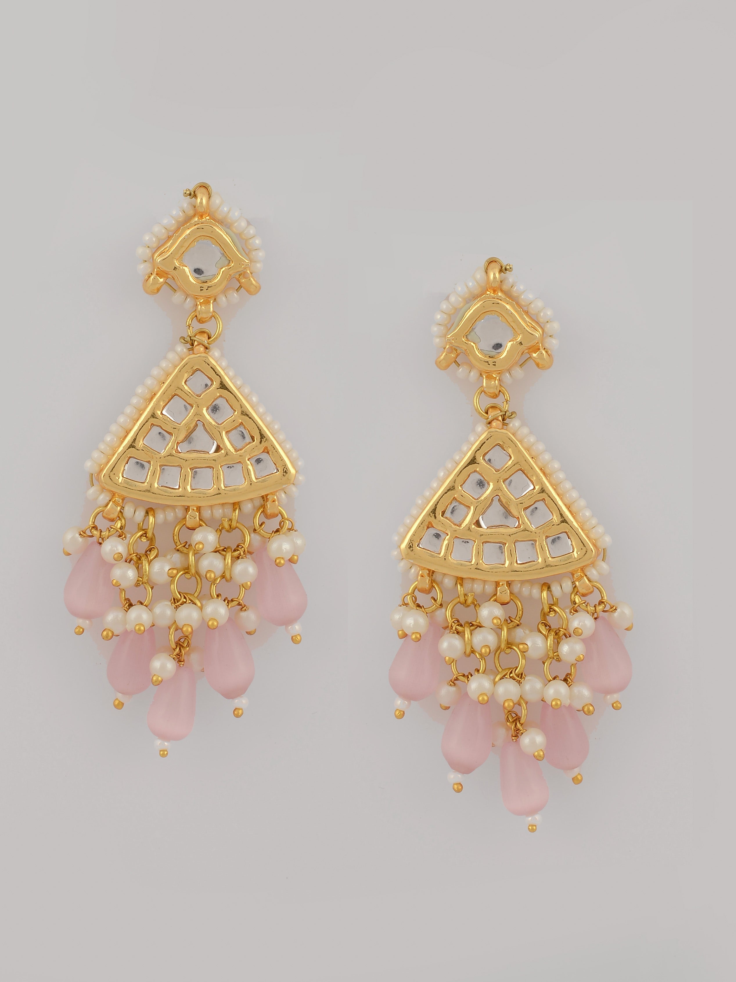 Dastoor  Pink Kundan  Bead Studded Jewellery Set