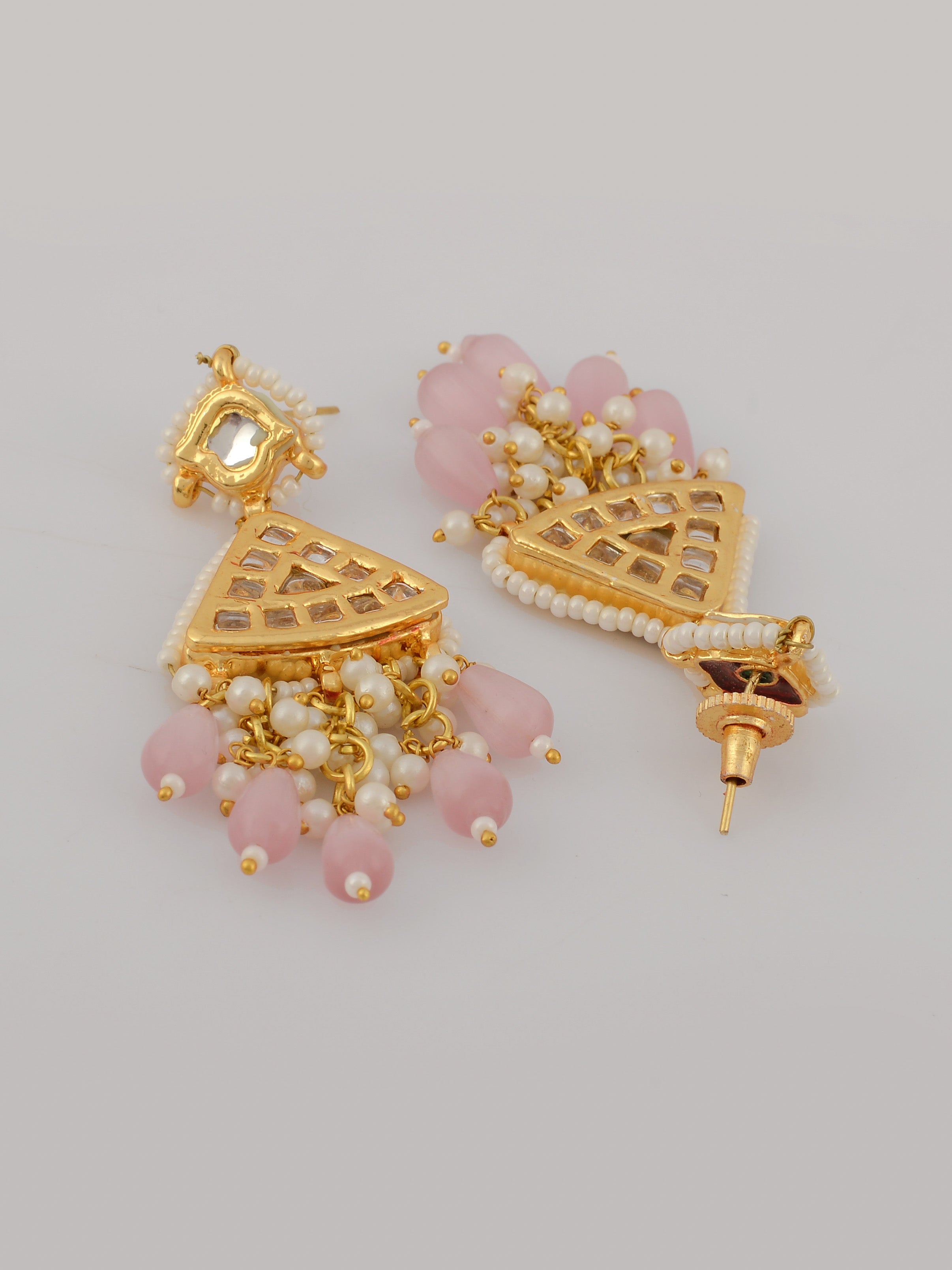Dastoor  Pink Kundan  Bead Studded Jewellery Set