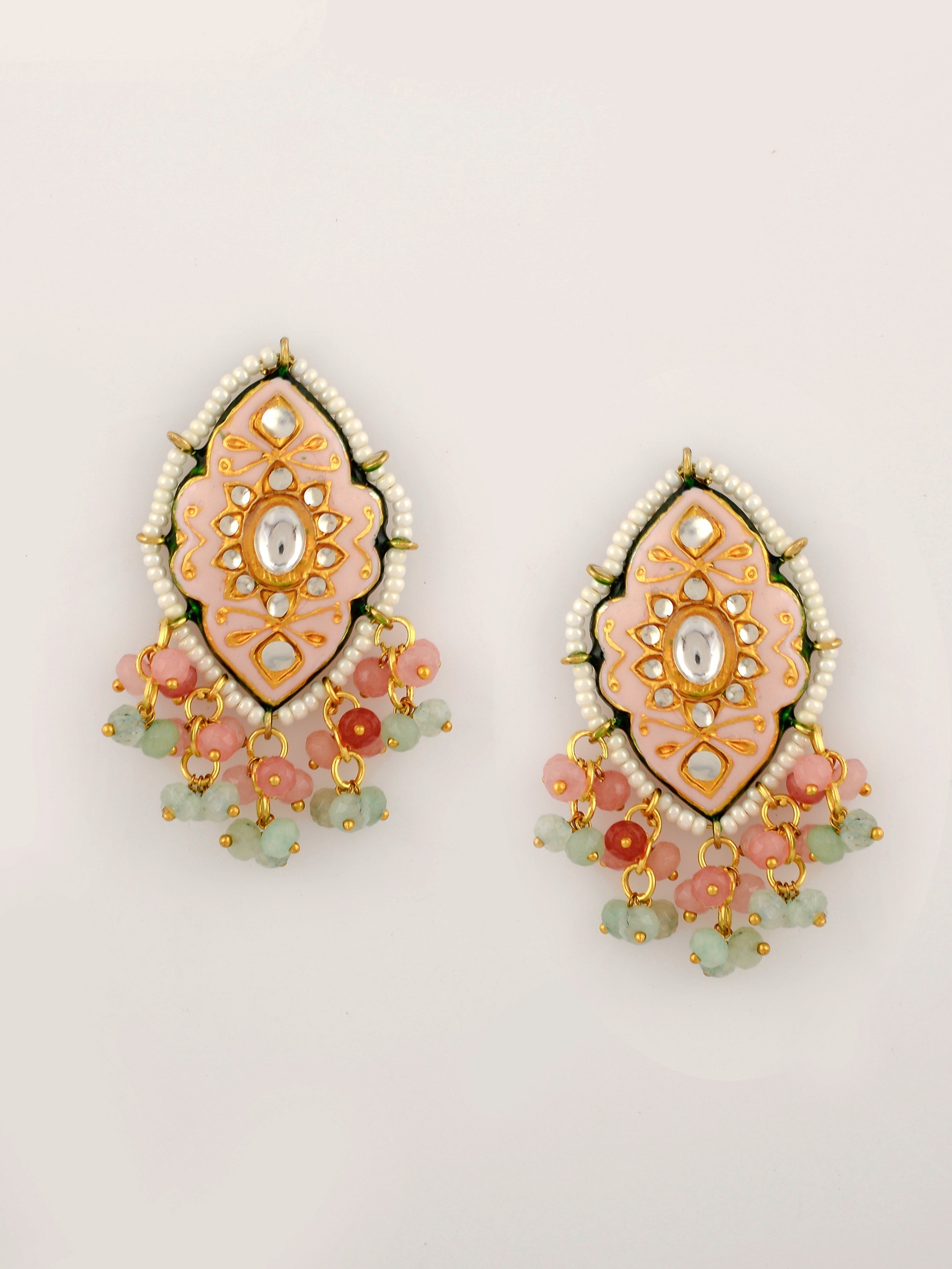 Dastoor   Green Kundan Beaded Jewellery Set