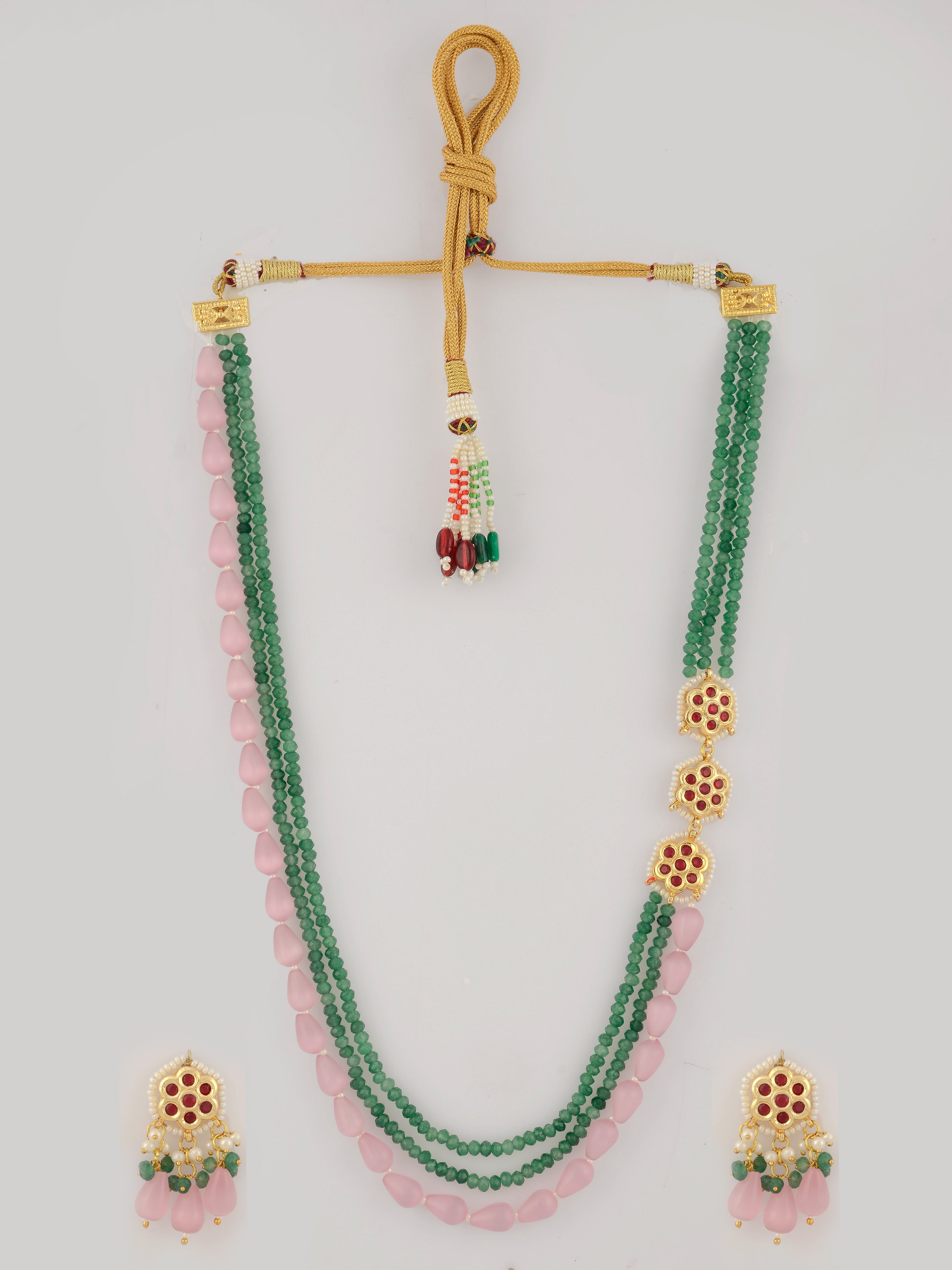Peach Perfection Kundan Draped Necklace set