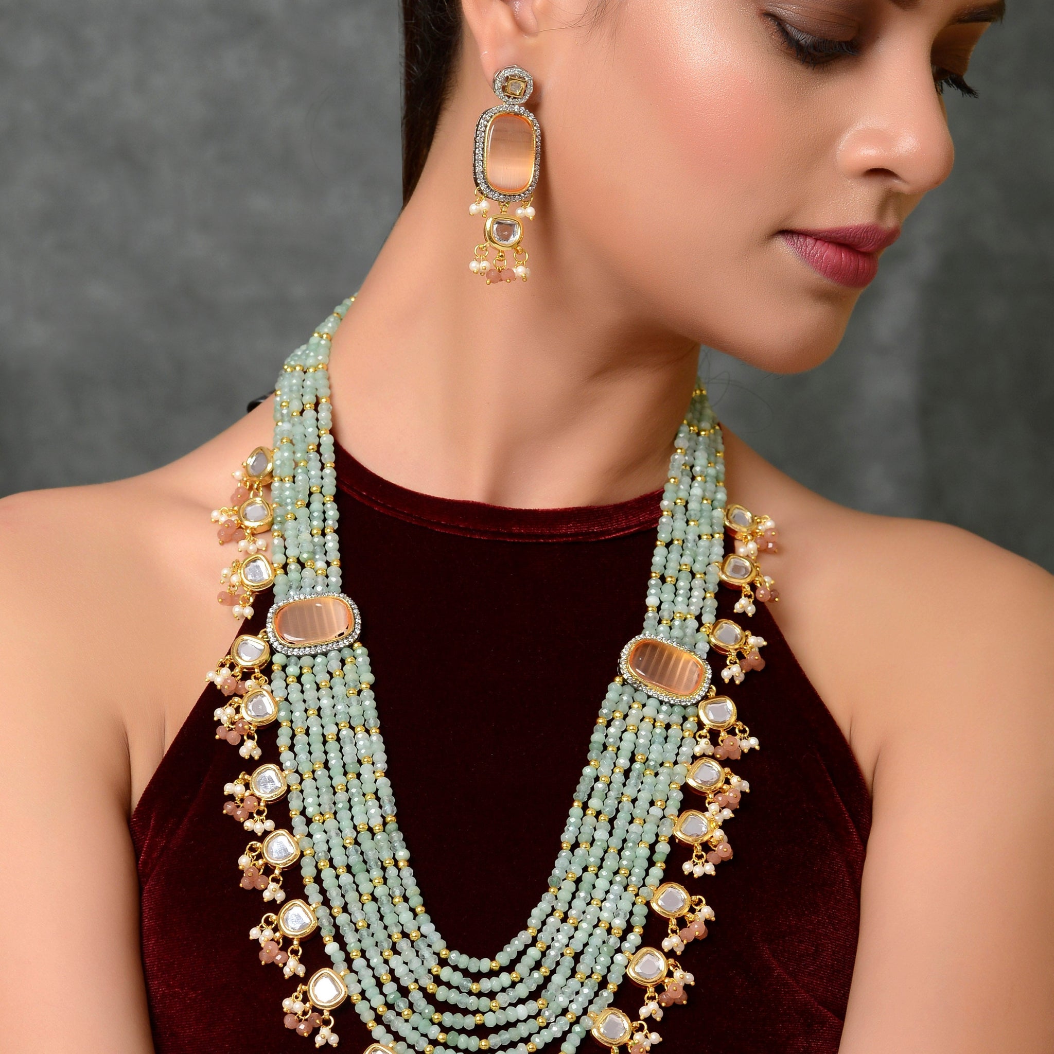 Dastoor Gold-Toned Kundan Studded Jewellery Set