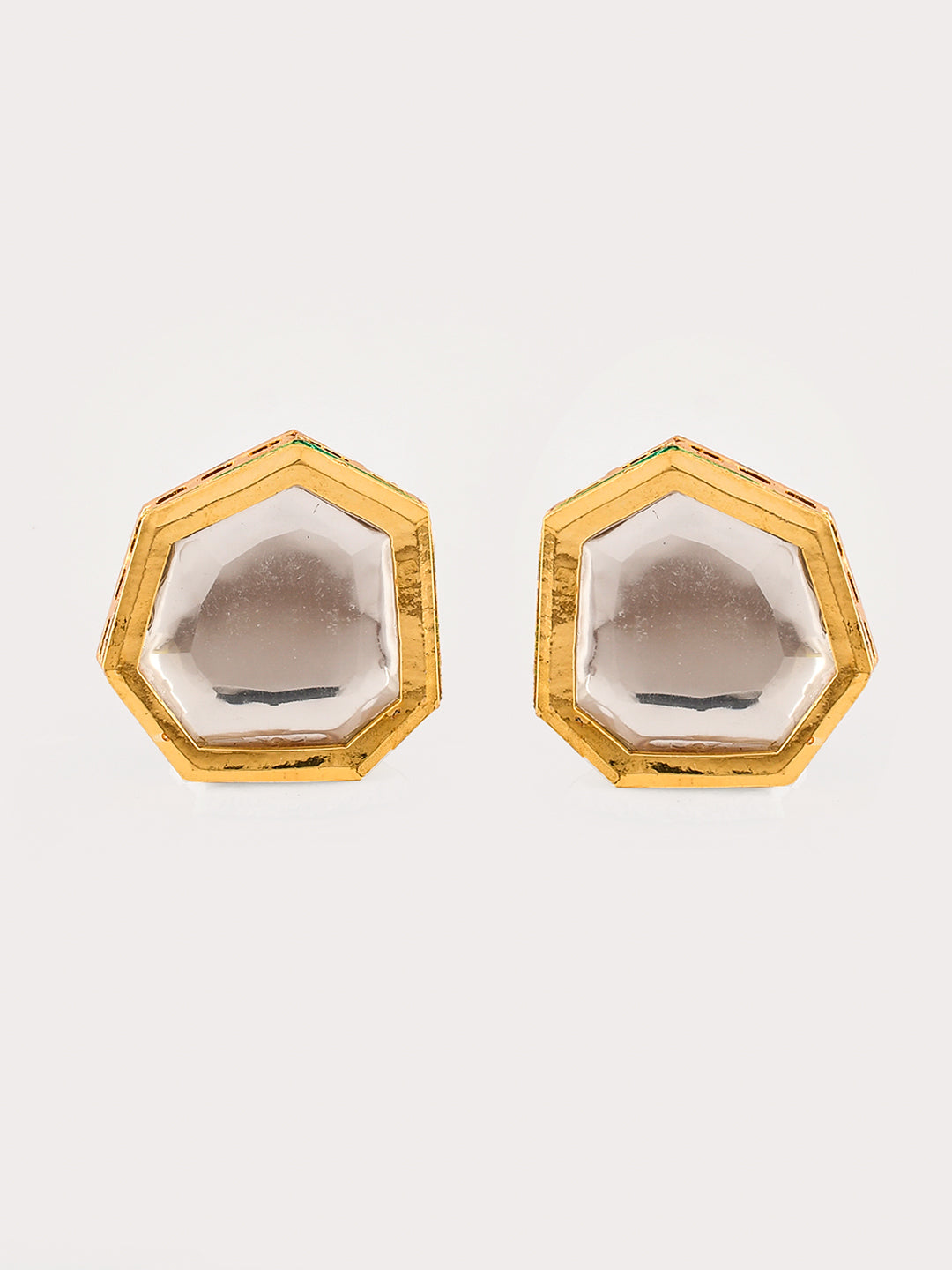 Gold-Plated White Kundan-Studded Jewellery Set