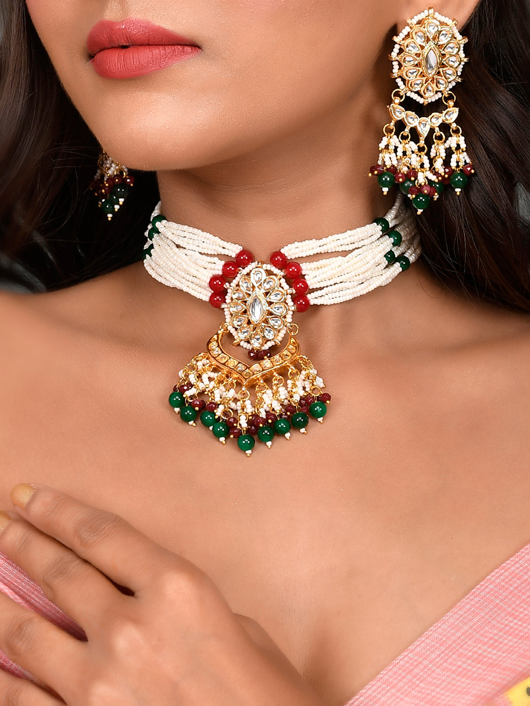 Gilded Glamour Kundan Jewel Choker Necklace set