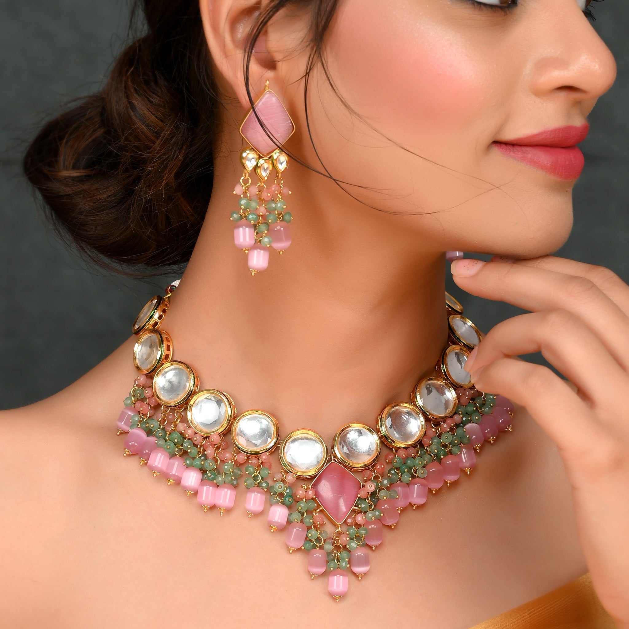Pink Opulence Choker Necklace set