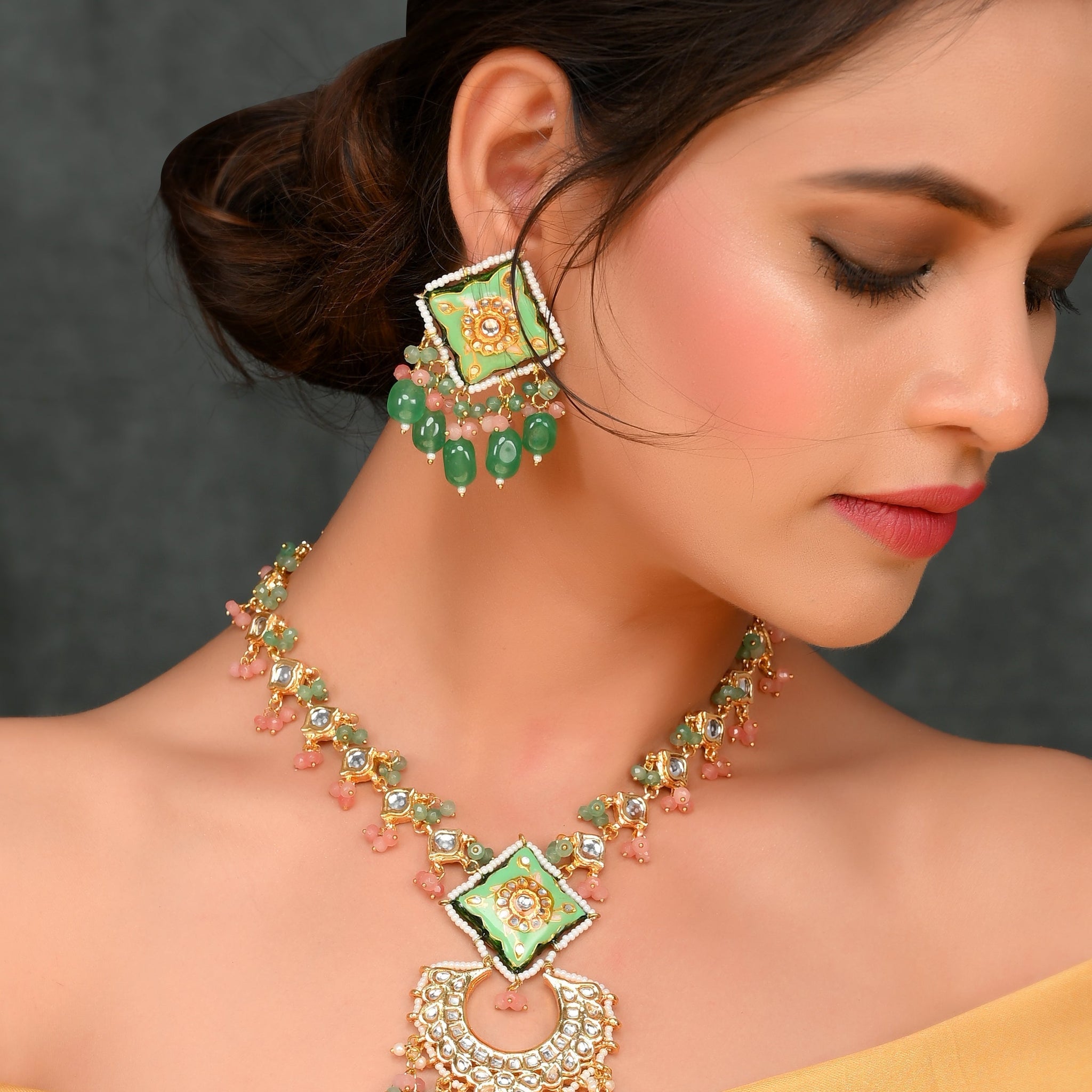 Minakari Mint Majesty Strand Necklace Set