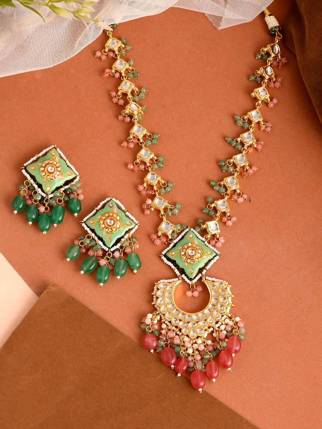 Minakari Mint Majesty Strand Necklace Set