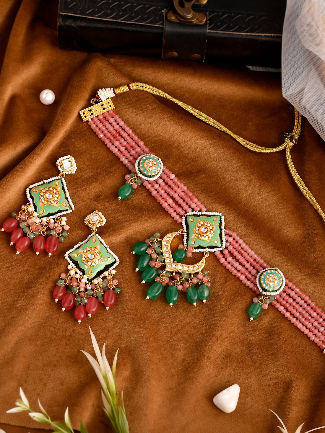 Blush and Mint Fusion Collar Necklace Set