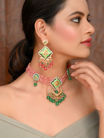 Blush and Mint Fusion Collar Necklace Set