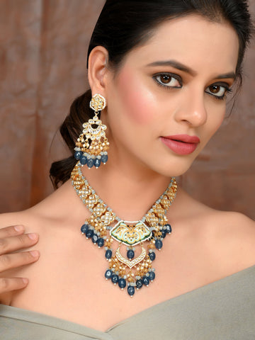 Minakari Mosaic Turquoise Choker Necklace Set