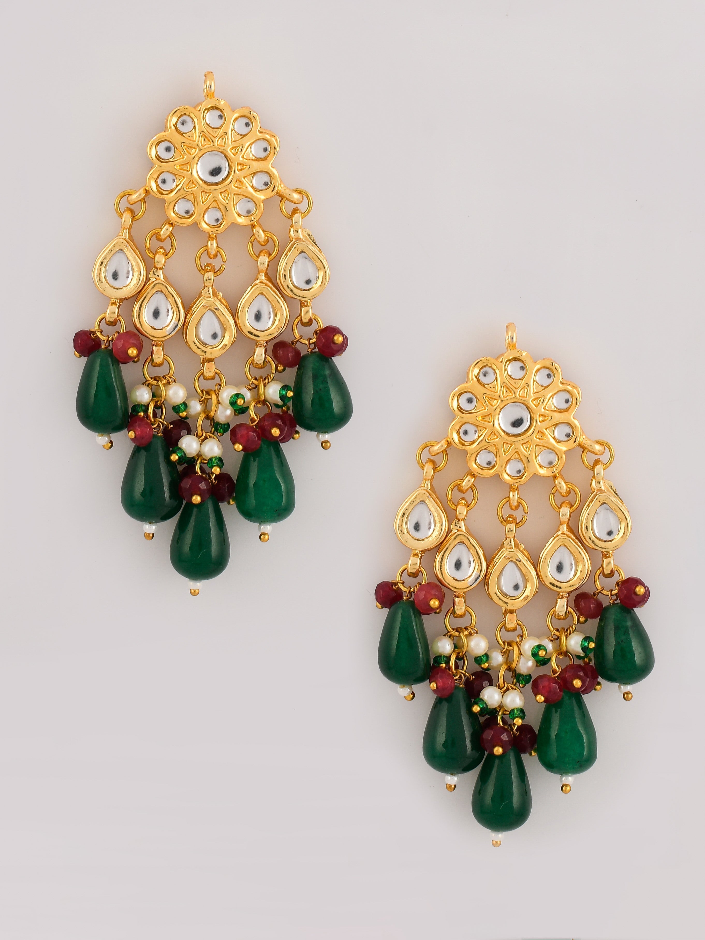 Green Gem Cascade Ensemble Necklace Set