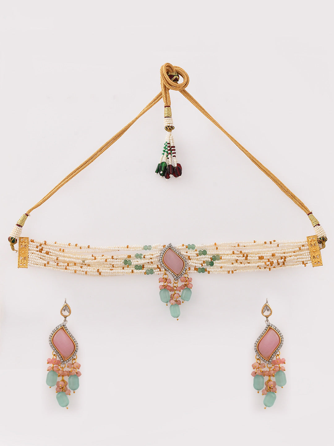 Rose and Ivory Choker Charm Necklace