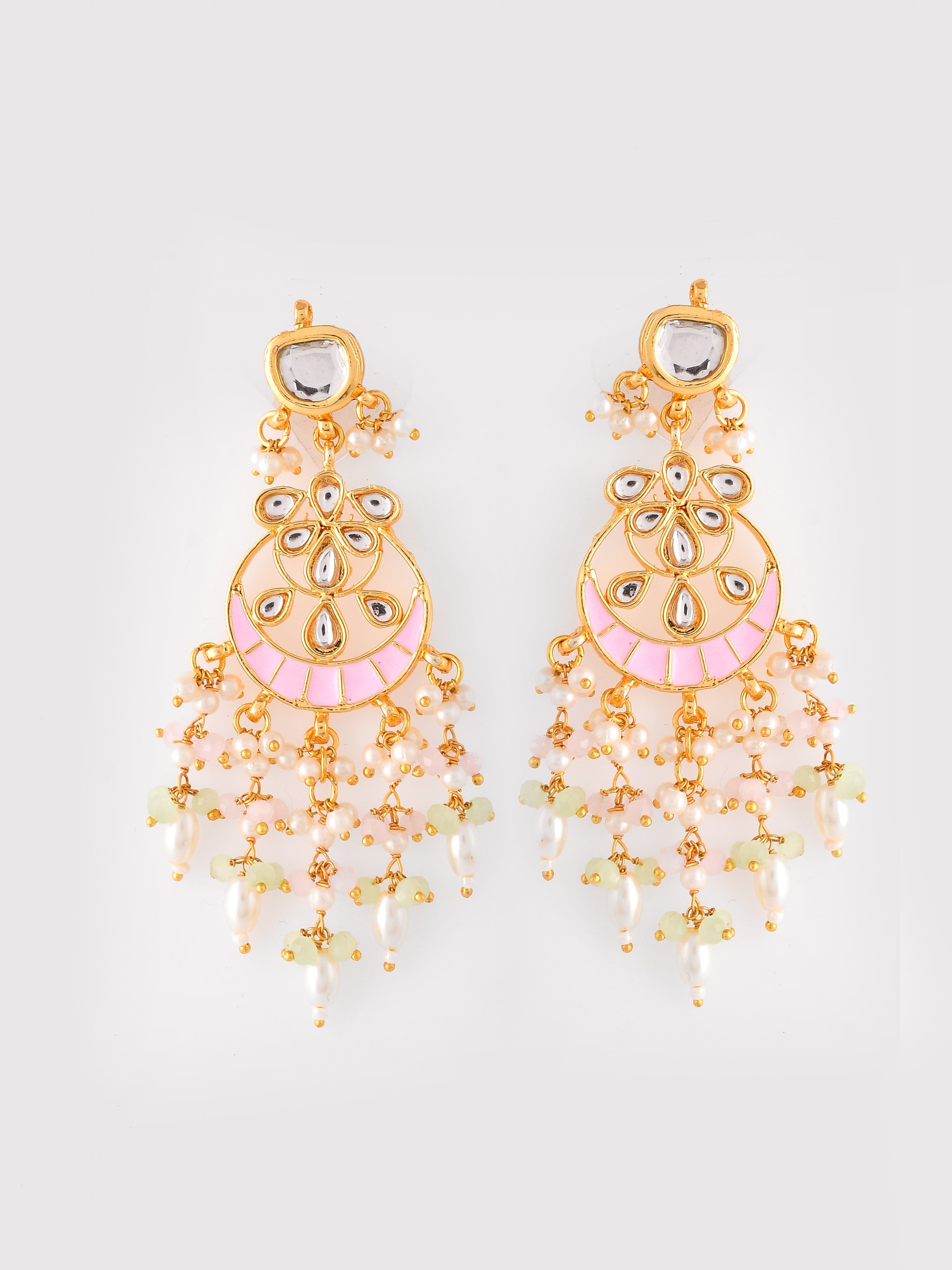 Meena Enigma Mint Partywear Pendant Necklace Set
