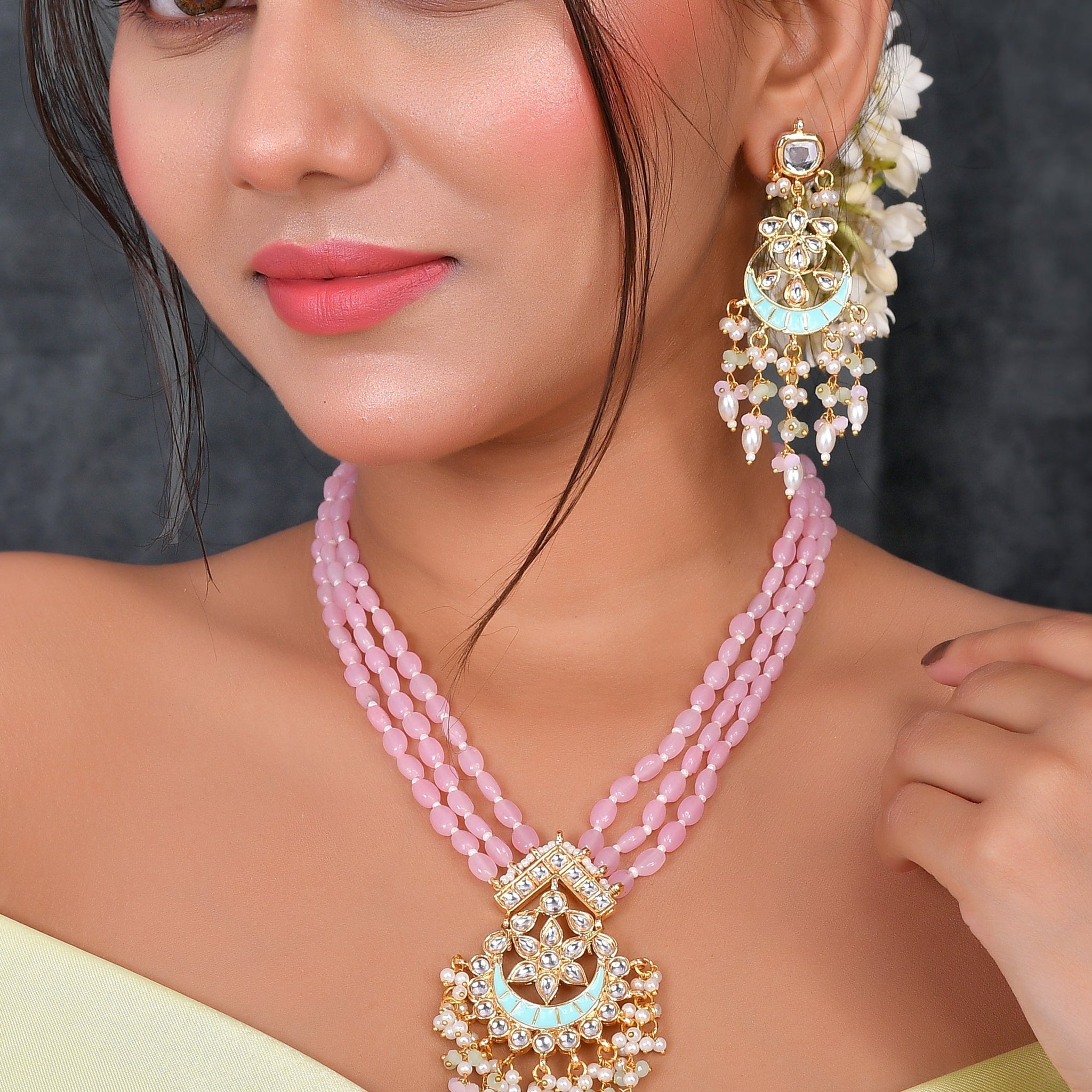 Meena Enigma Partywear Pendant Necklace Set