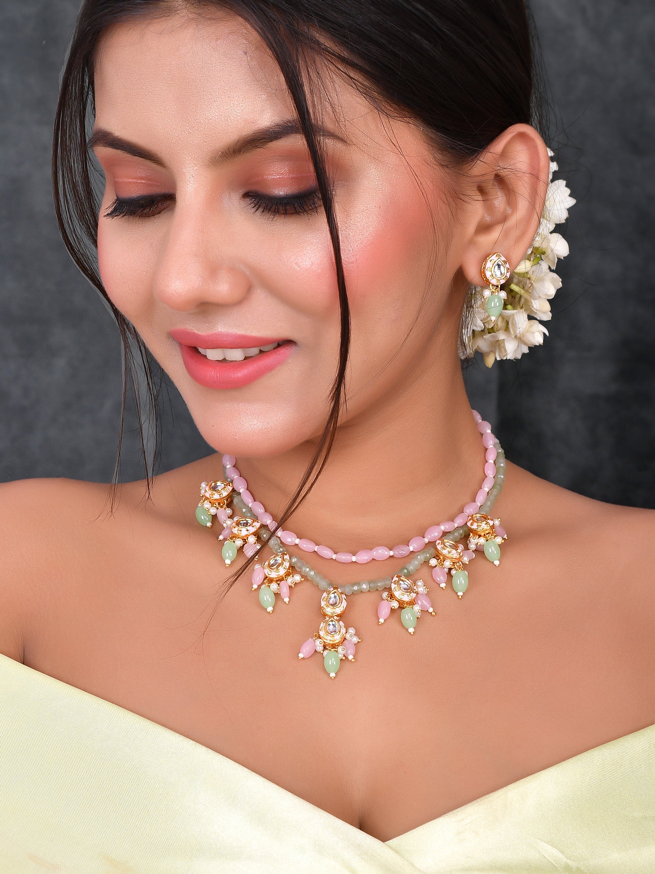 Handcrafted Meena Reflection Necklace Set