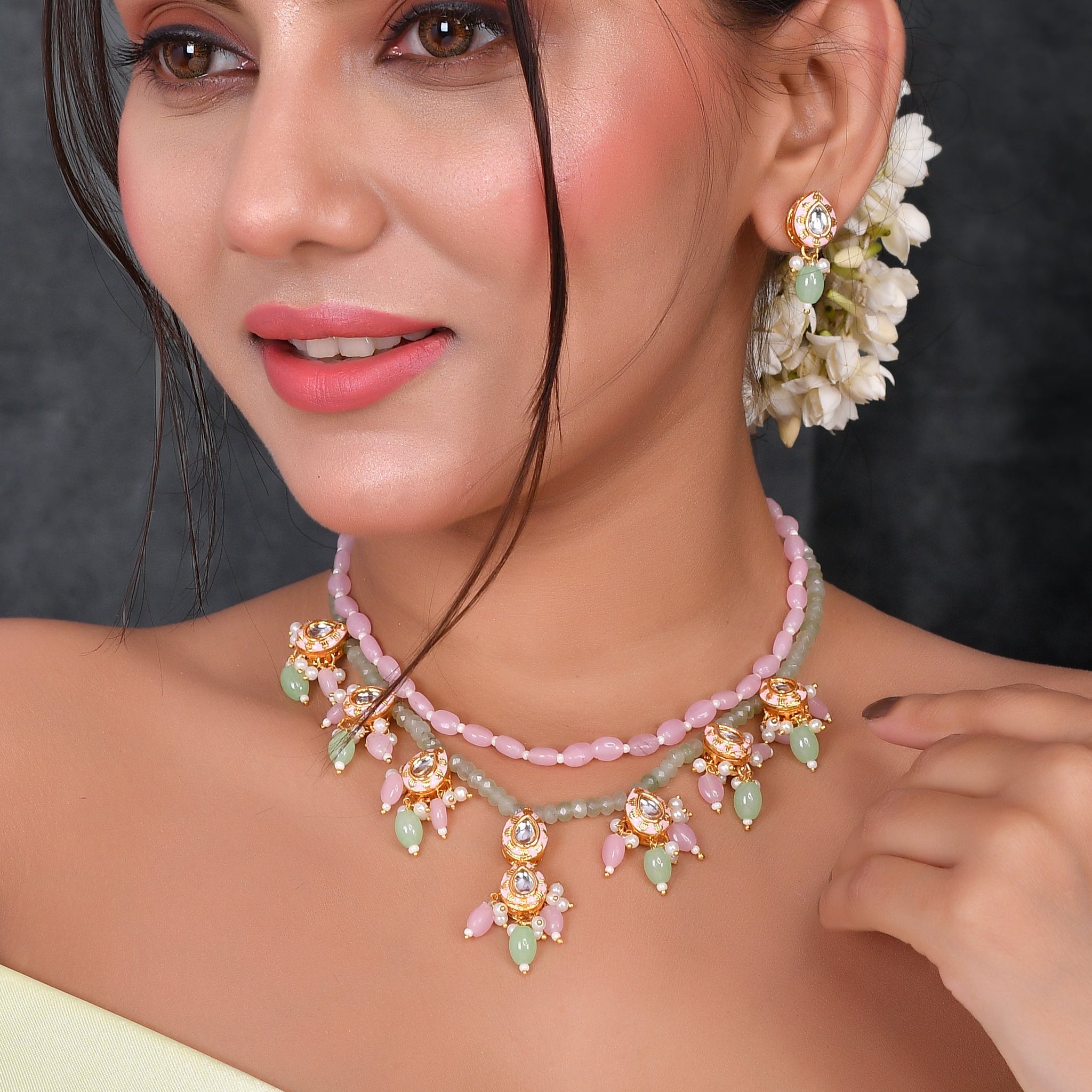 Handcrafted Meena Reflection Necklace Set